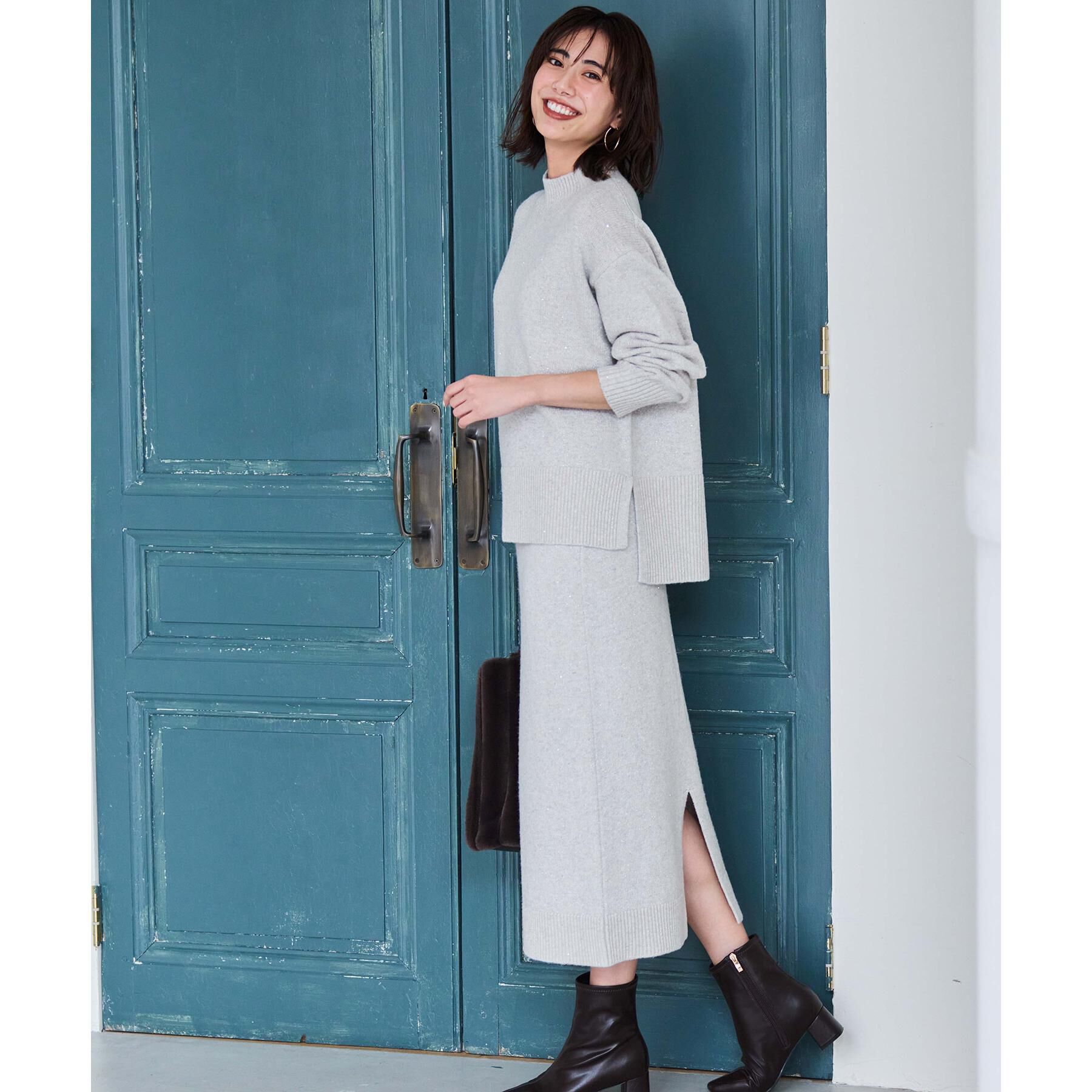 OPAQUE.CLIP「ラメスパンコールハイネックニット/セットアップ対応可【洗濯機OK】」|ニット・セーター|