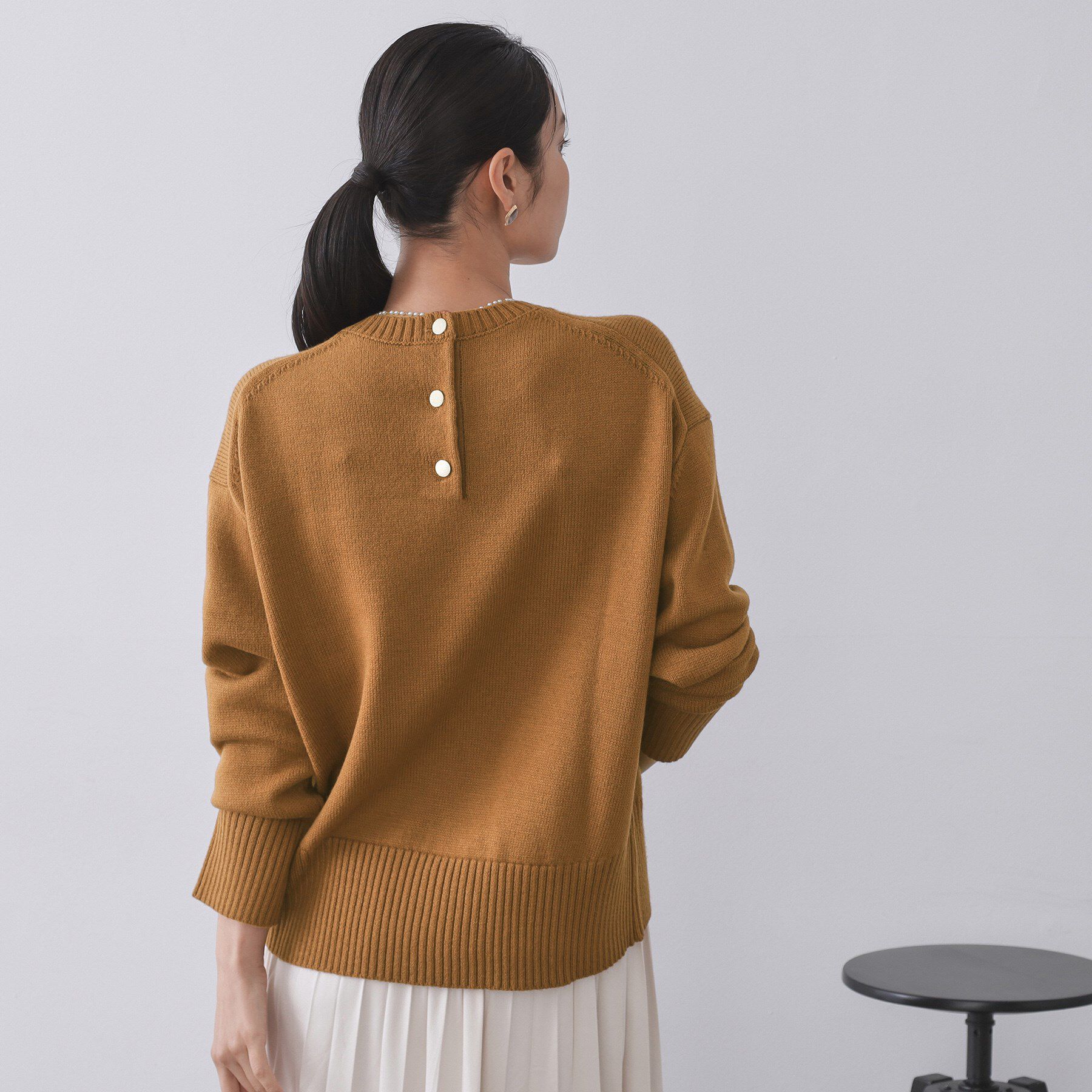 OPAQUE.CLIP「バックボタンリラクシーニット【洗濯機OK】」|ニット・セーター|