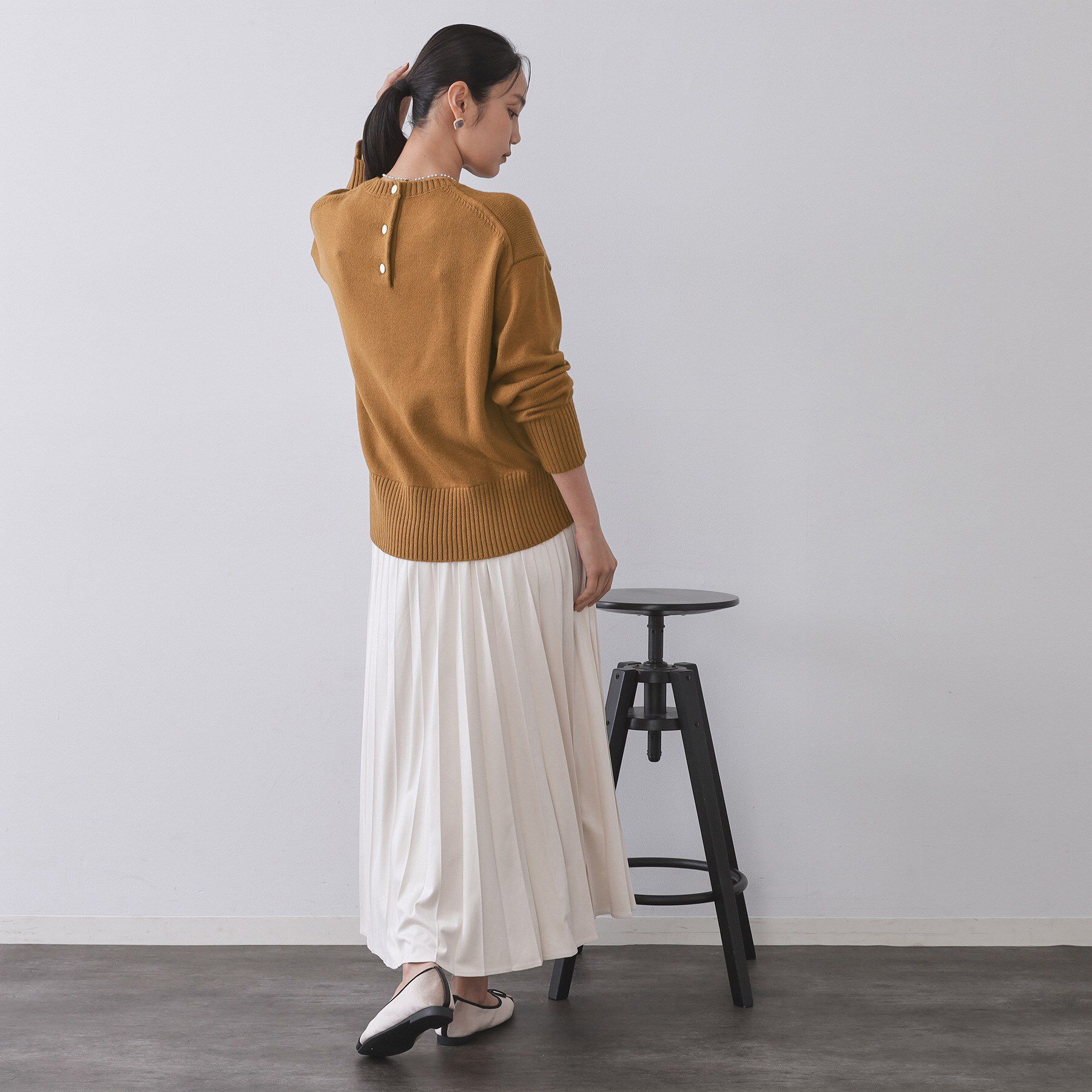 OPAQUE.CLIP「バックボタンリラクシーニット【洗濯機OK】」|ニット・セーター|