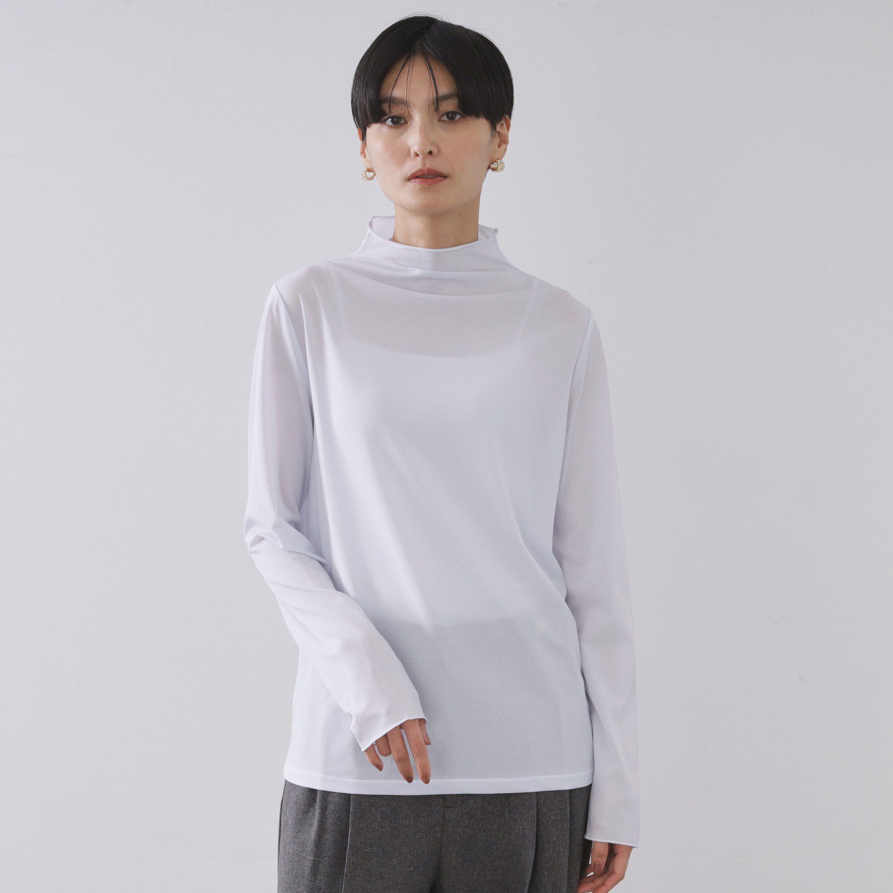 OPAQUE.CLIP「シアーハイネックトップス【洗濯機OK】」|Tシャツ・カットソー|