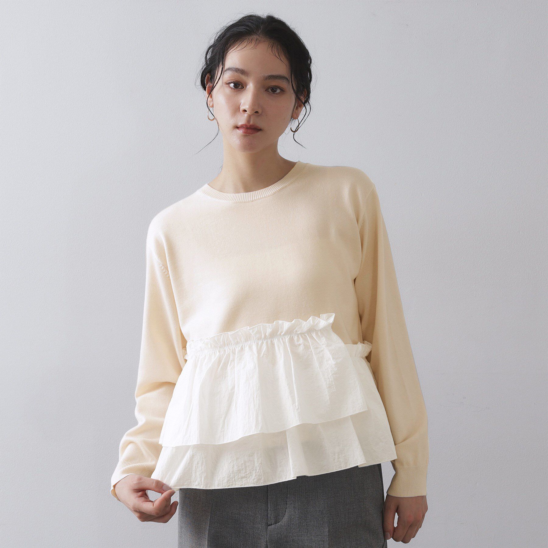 OPAQUE.CLIP「フリルドッキングニット【洗濯機OK】」|ニット・セーター|