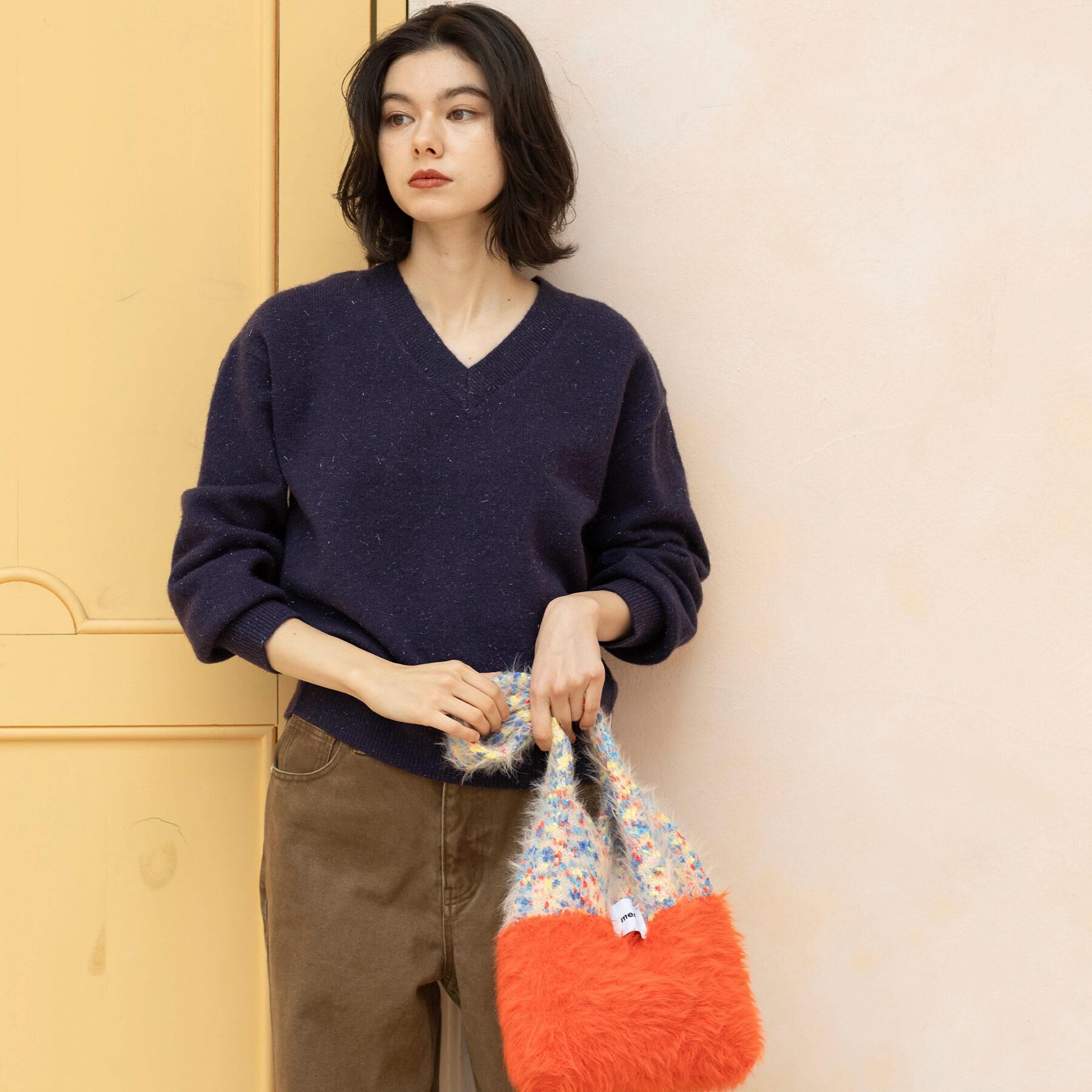 OPAQUE.CLIP「フェザーヤーンマルチカラーニットバッグ」|トートバッグ|