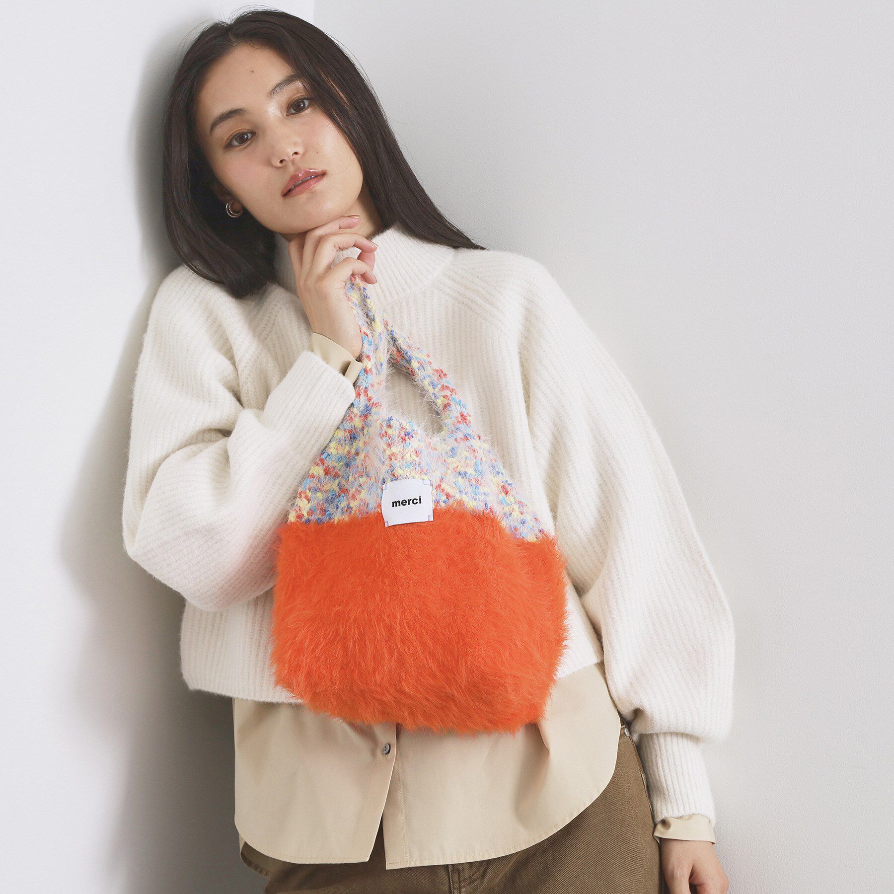 OPAQUE.CLIP「フェザーヤーンマルチカラーニットバッグ」|トートバッグ|