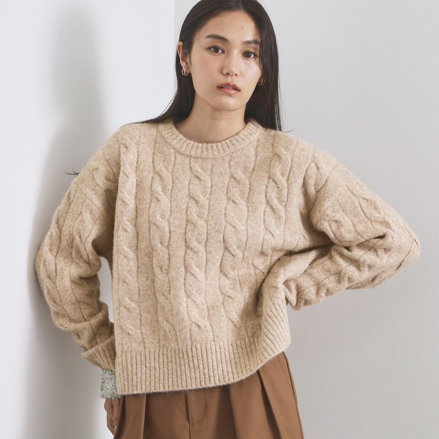 OPAQUE.CLIP「MIXミドルゲージケーブルニット【洗濯機OK】」|ニット・セーター|