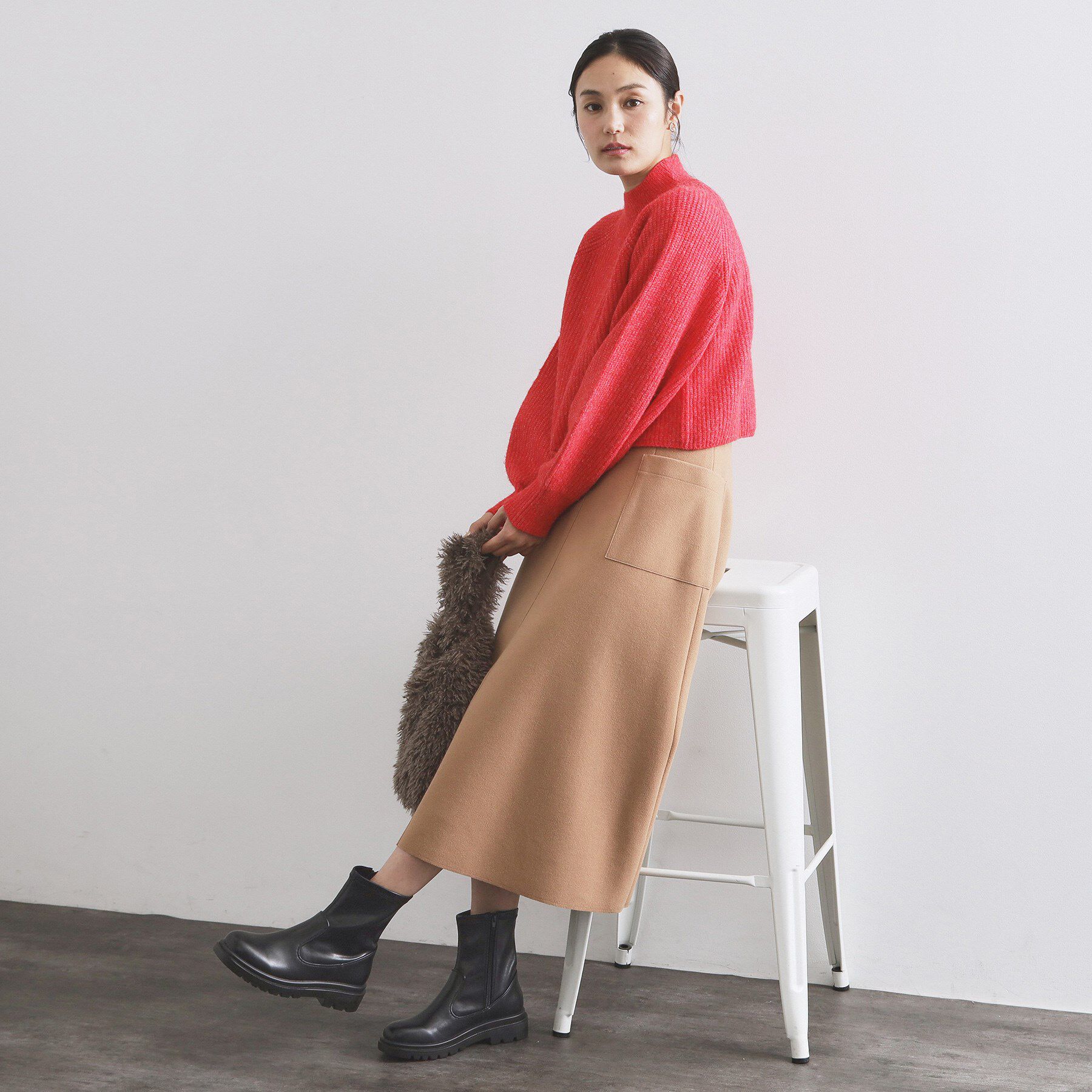 OPAQUE.CLIP「MIXミドルゲージショートあぜニット【洗濯機OK】」|ニット・セーター|