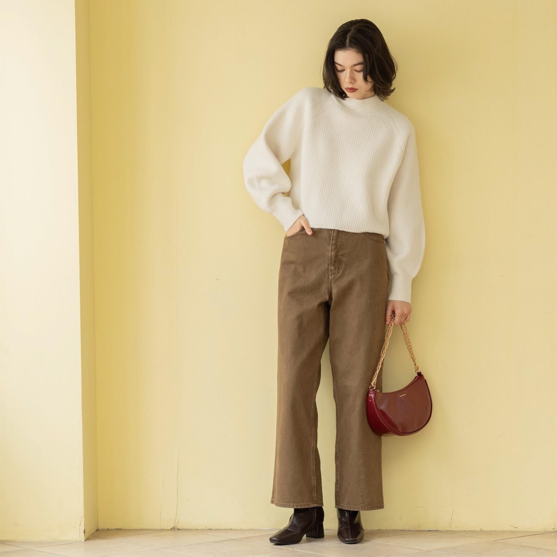 OPAQUE.CLIP「MIXミドルゲージショートあぜニット【洗濯機OK】」|ニット・セーター|