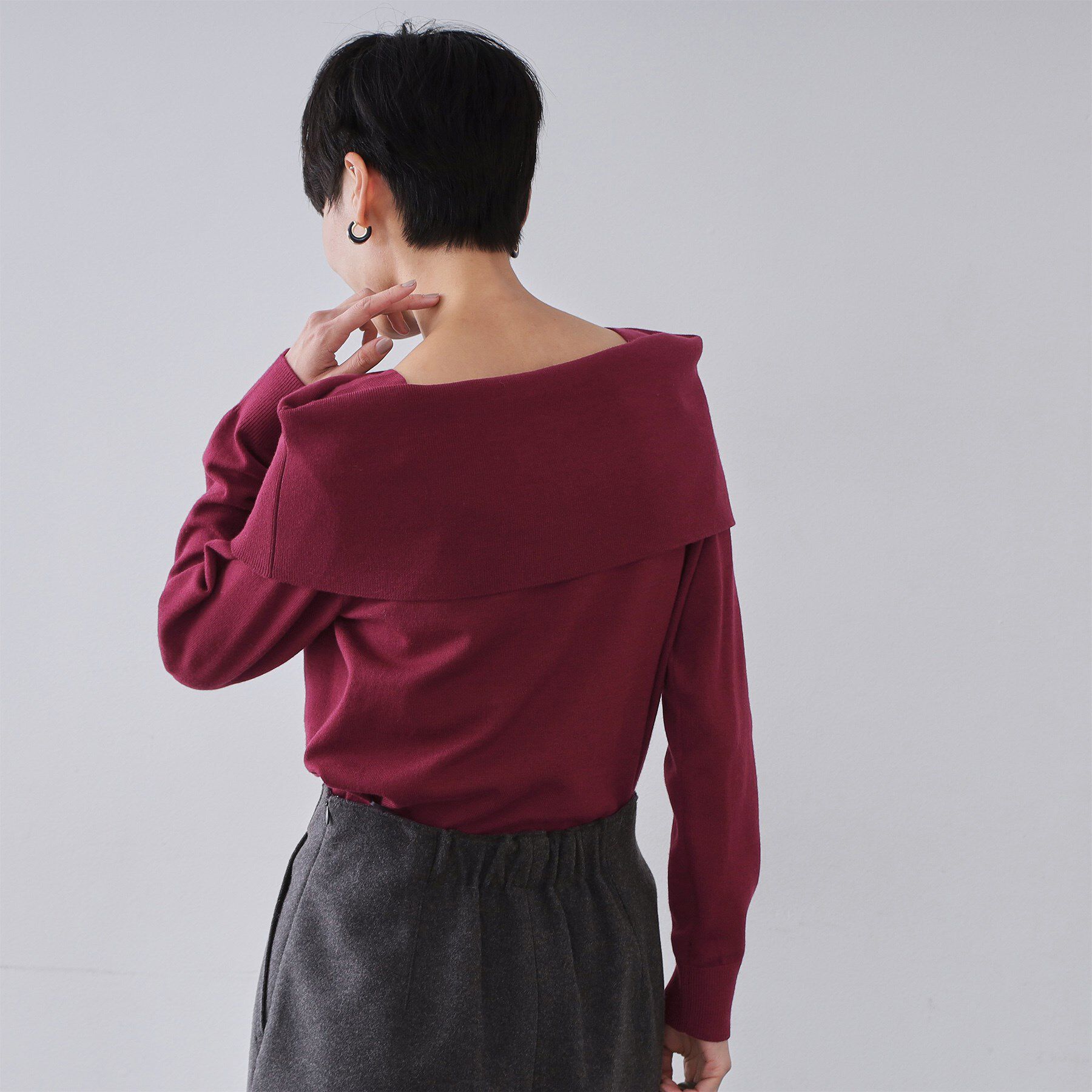 OPAQUE.CLIP「オフショルダーニット【洗濯機OK】」|ニット・セーター|