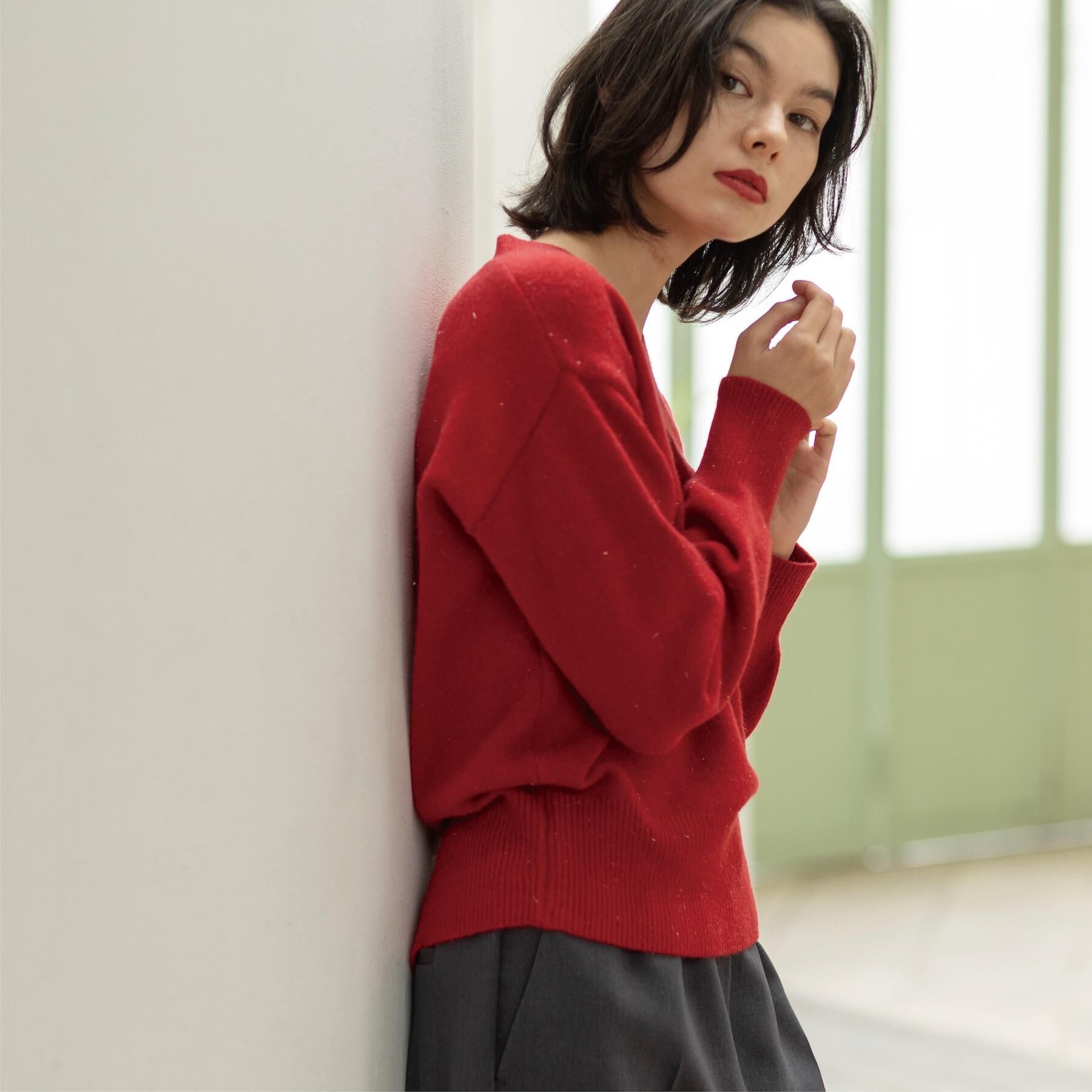 OPAQUE.CLIP「Vネックラメニット【洗濯機OK】」|ニット・セーター|