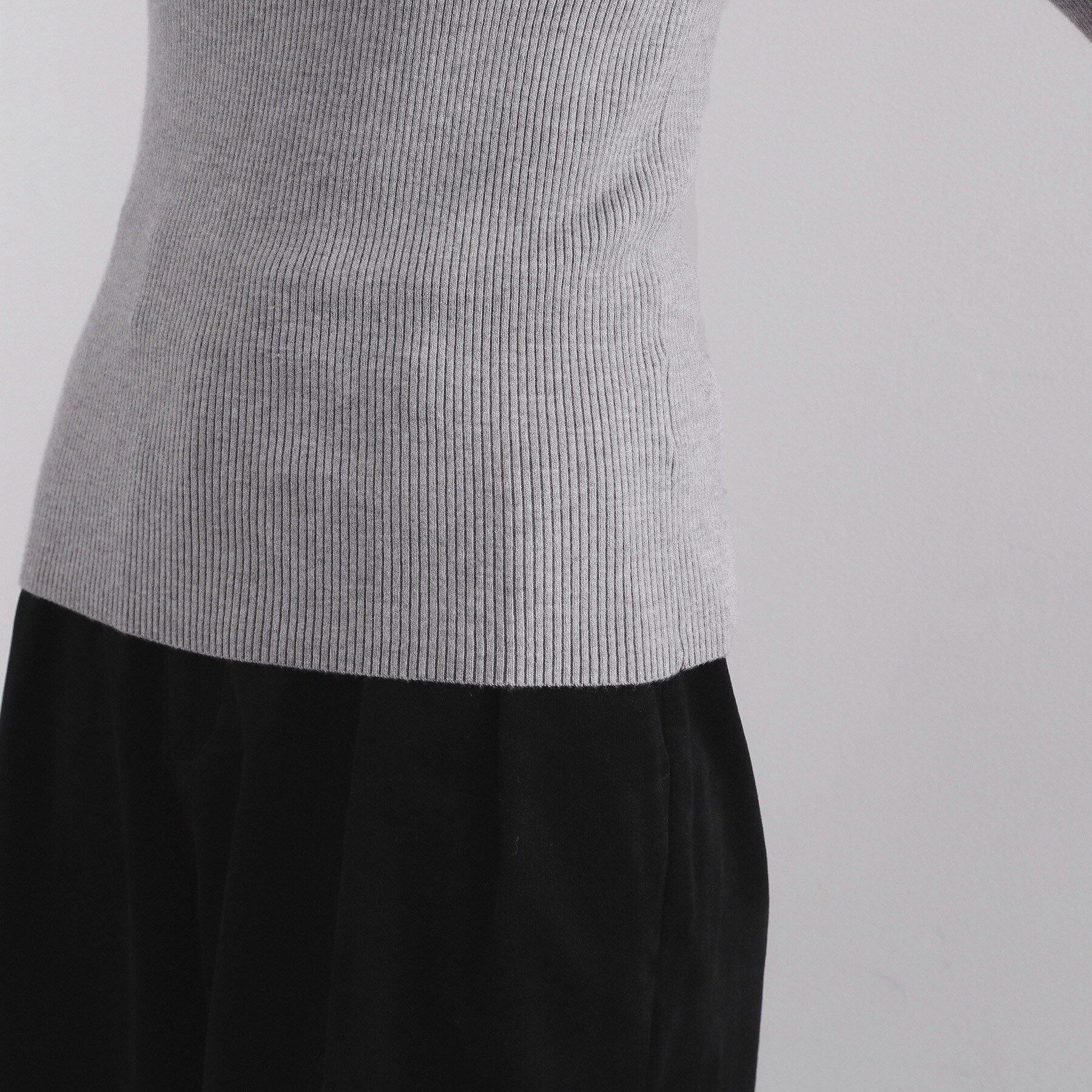 OPAQUE.CLIP「レースフレアハイネックリブニット【洗濯機OK】」|ニット・セーター|