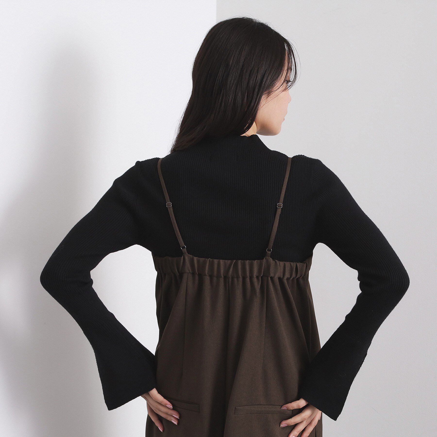 OPAQUE.CLIP「レースフレアハイネックリブニット【洗濯機OK】」|ニット・セーター|