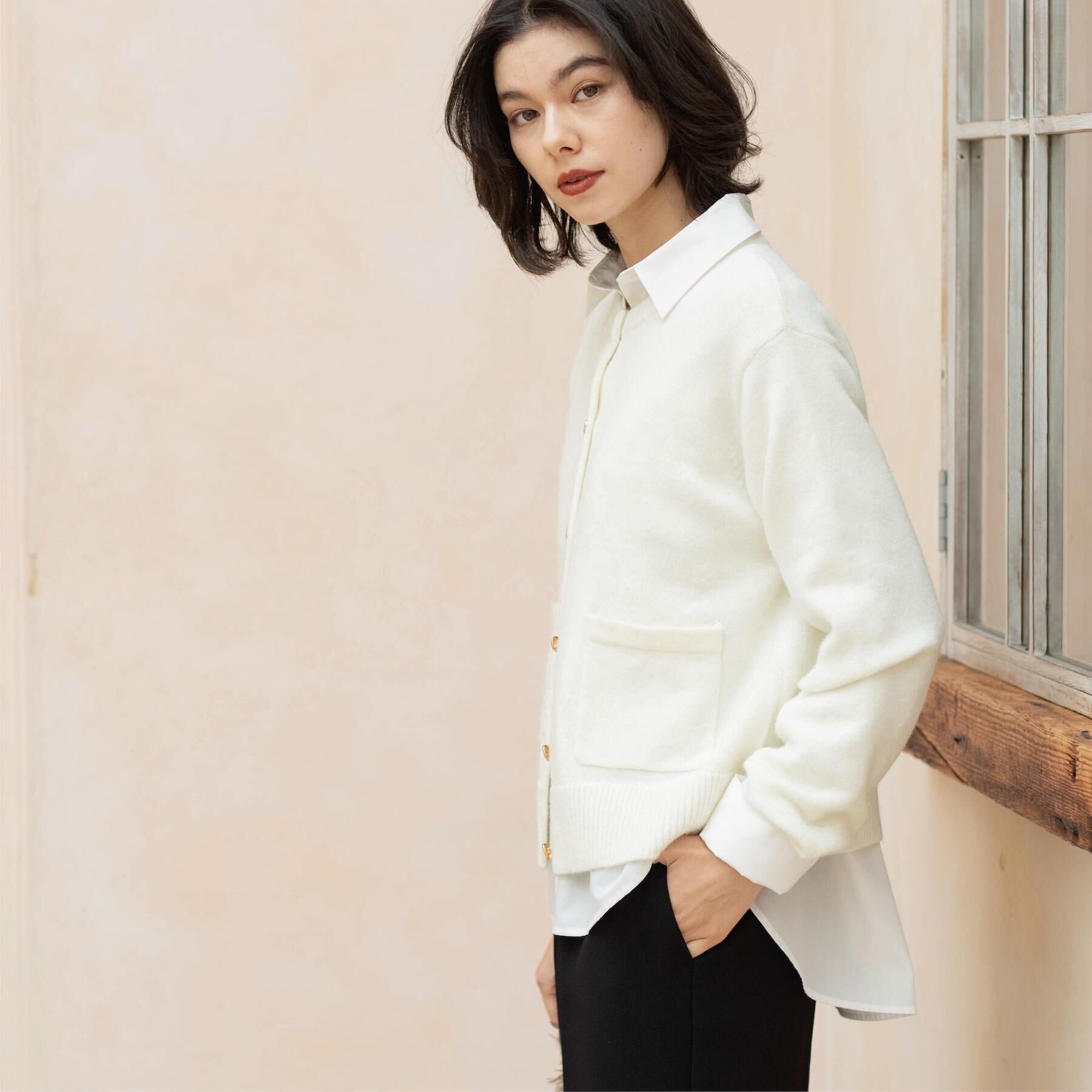 OPAQUE.CLIP「金ボタンラメニットカーディガン【洗濯機OK】」|カーディガン|