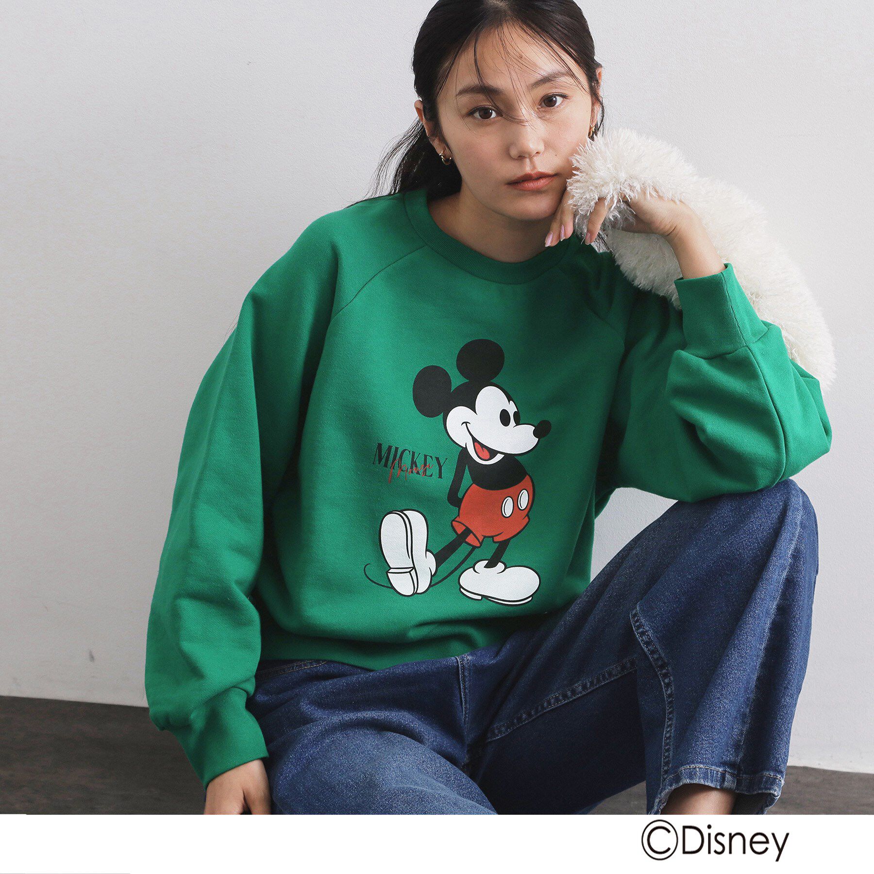 OPAQUE.CLIP「《Mickey Mouse》プリントアソートスウェット【洗濯機OK】」|パーカー|グリーン(022)