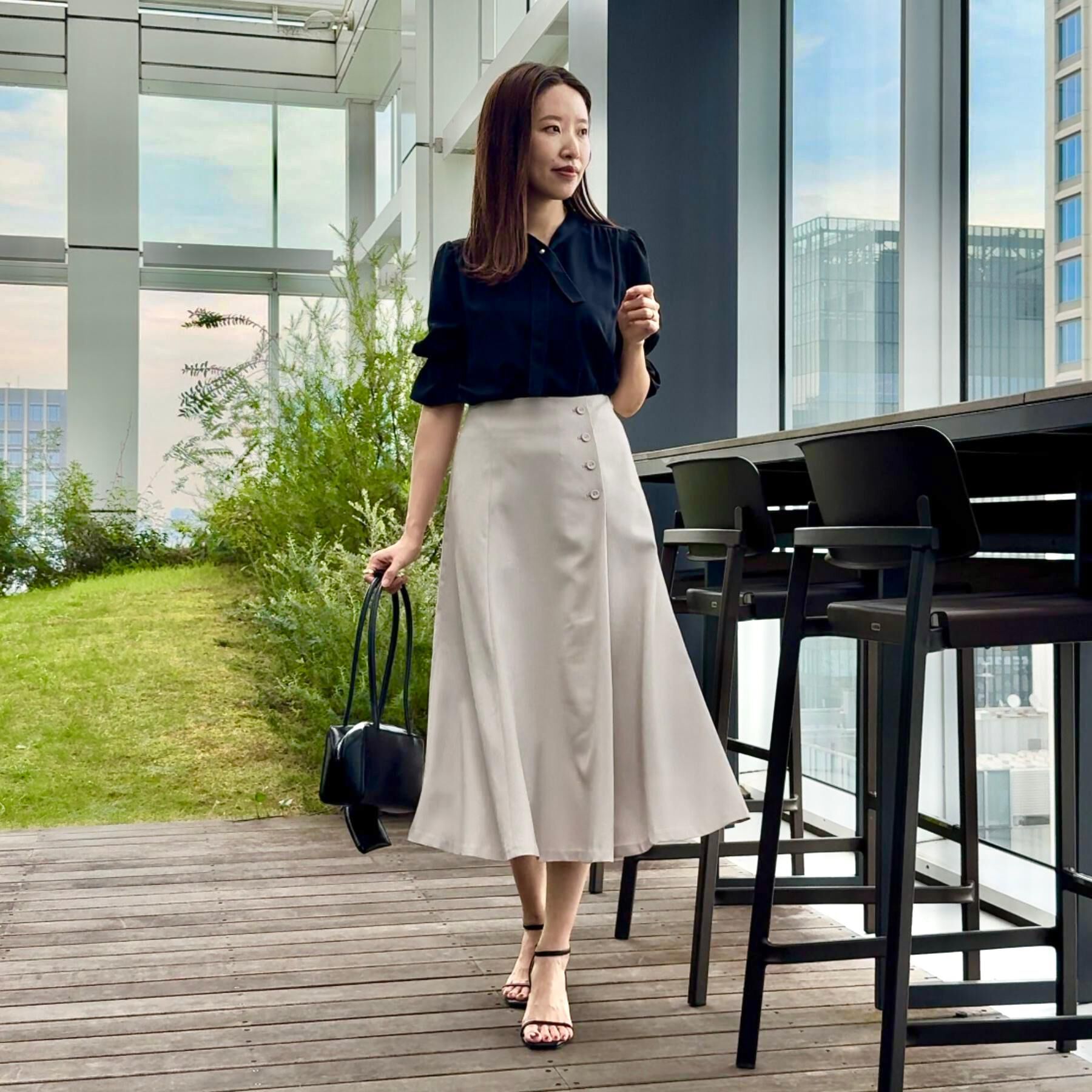 Couture broach「【大人可愛い・5分袖・通勤】デザインタイブラウス」|シャツ・ブラウス|