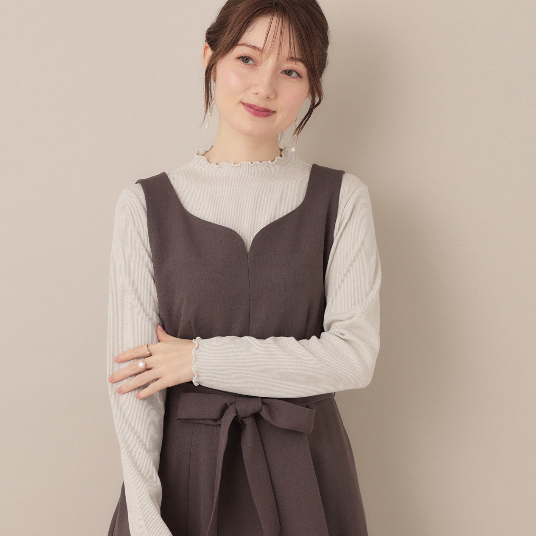 Couture broach「【ほんのりシアー・きれいめ】サステナブル テレコインナートップス」|Tシャツ・カットソー|