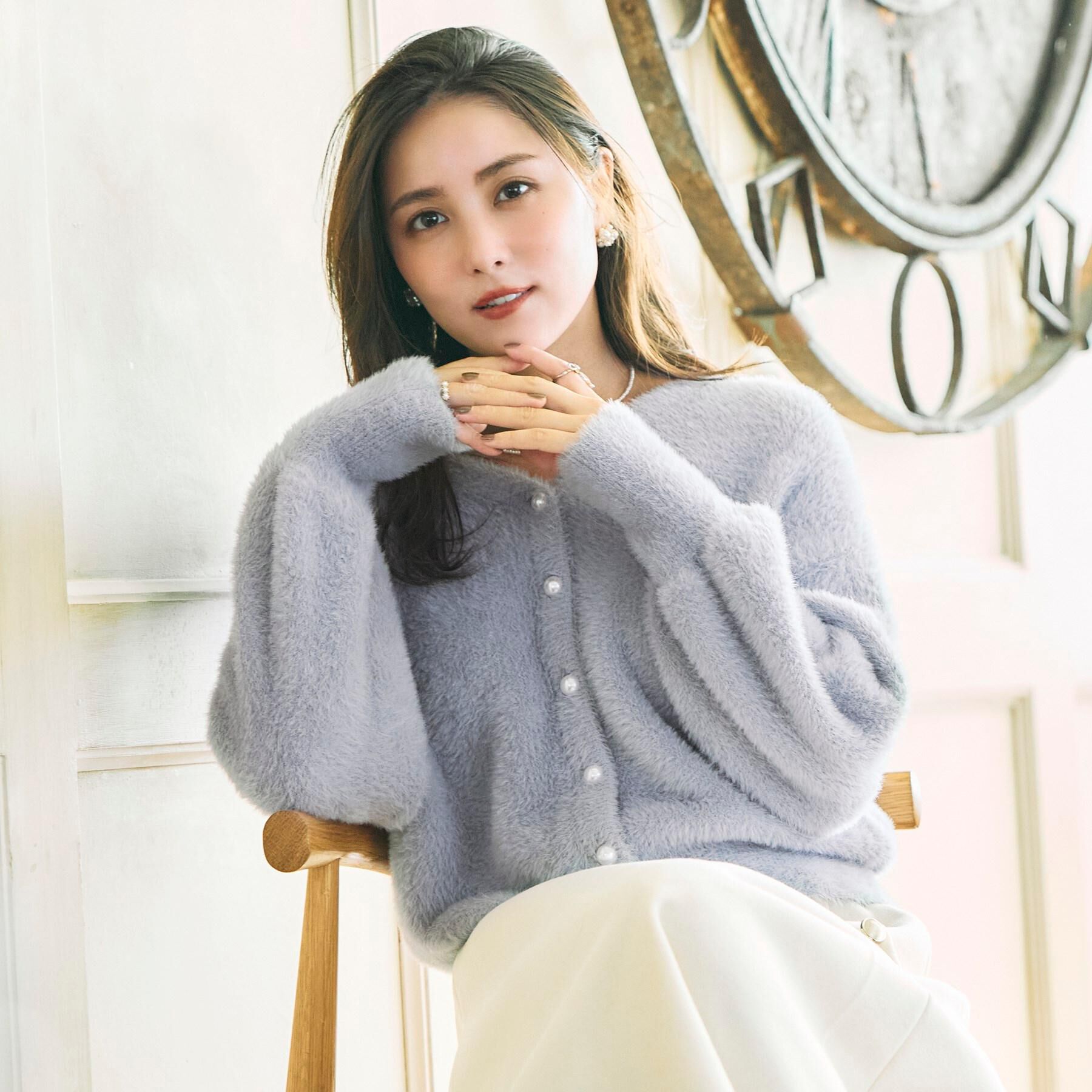 Couture broach「【ふわふわ/前後2WAY】フェザーカーディトップス」|カーディガン|サックスブルー(09