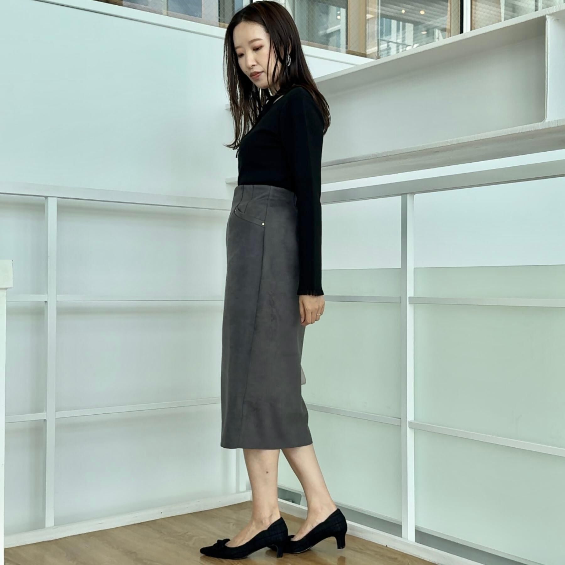 Couture broach「【大人可愛い・リボン取り外し可】前後2WAYラメリブ シアープチフリルニット」|ニット・セーター|