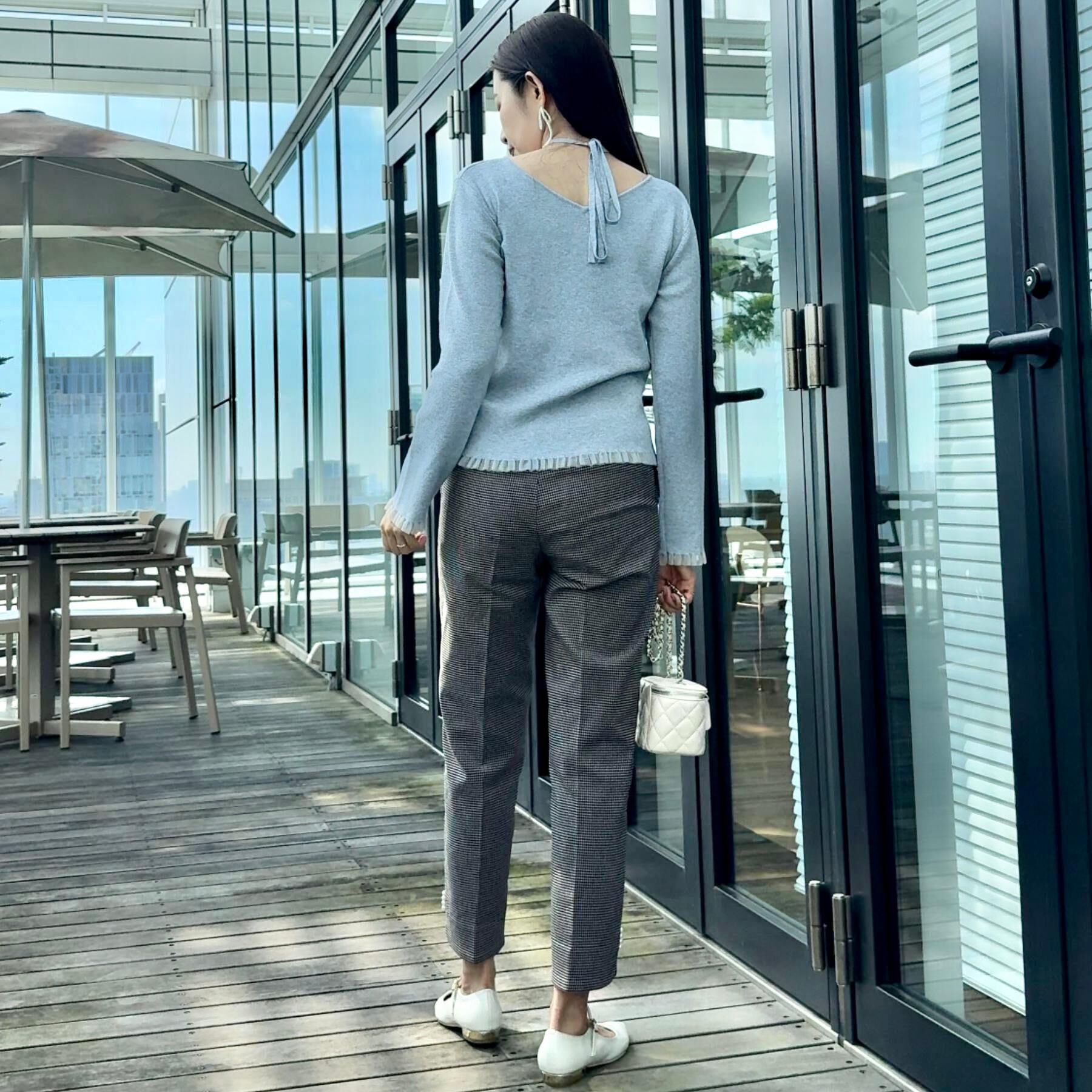 Couture broach「【大人可愛い・リボン取り外し可】前後2WAYラメリブ シアープチフリルニット」|ニット・セーター|