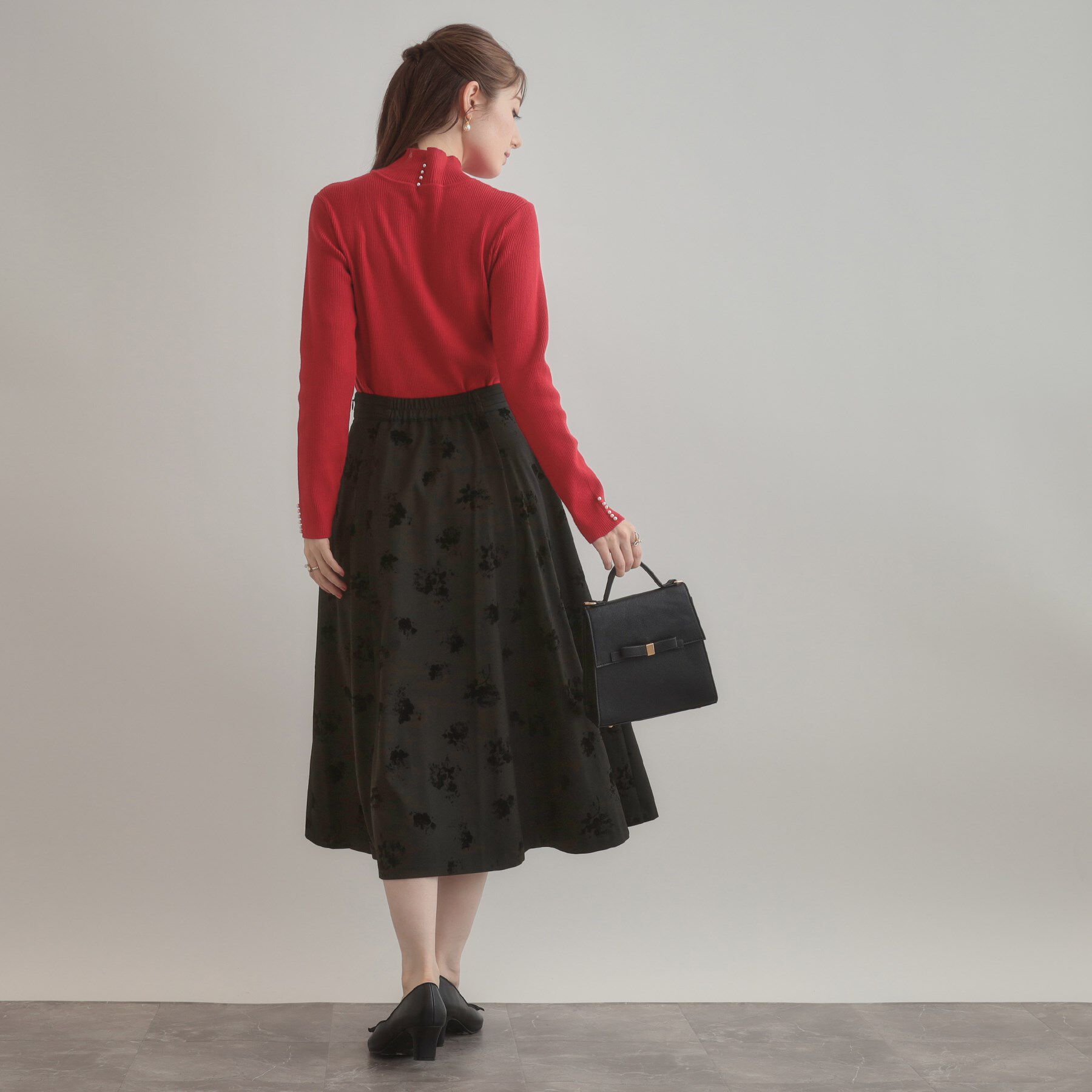 Couture broach「【美シルエット・通勤】フロッキーフラワープリントスカート」|スカート|