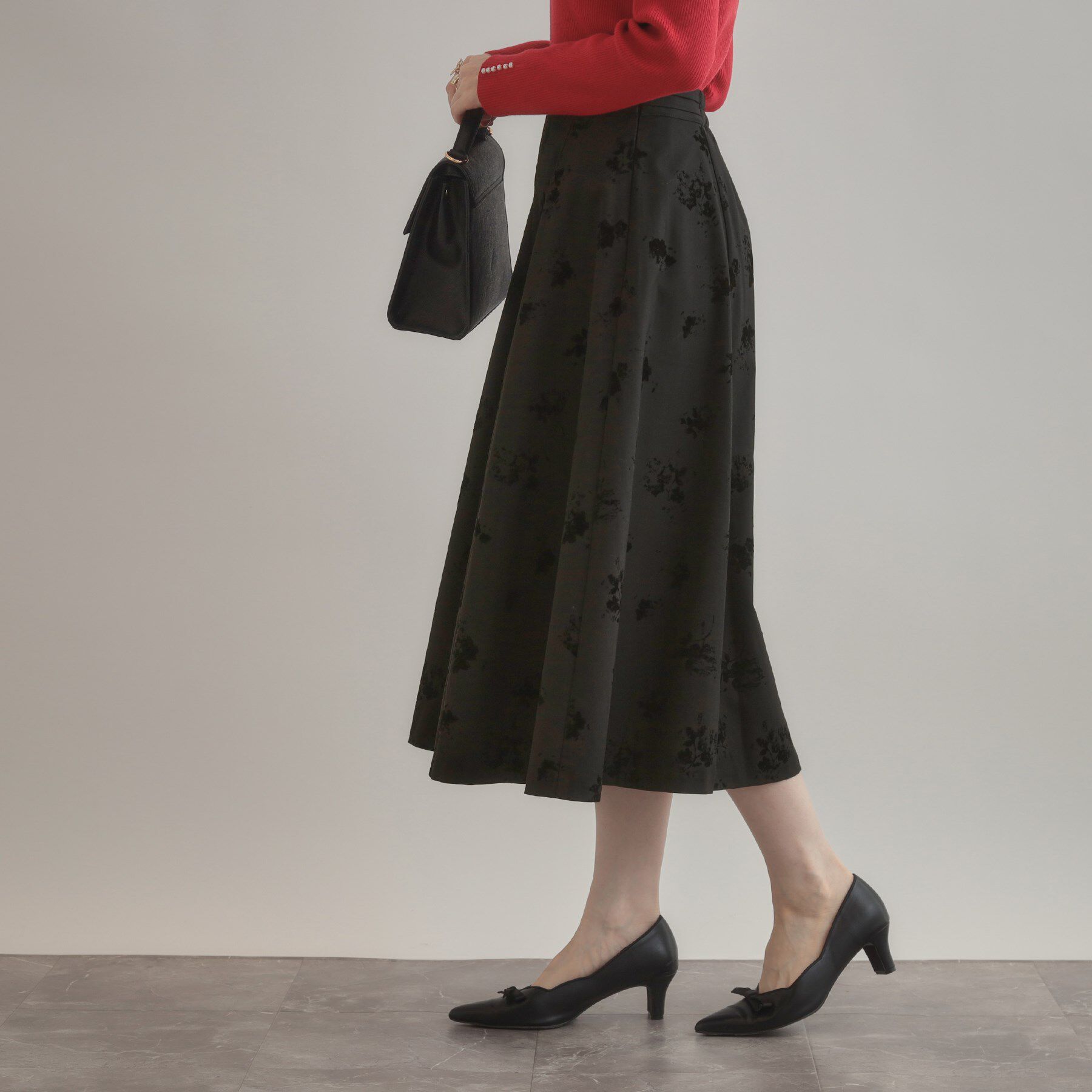 Couture broach「【美シルエット・通勤】フロッキーフラワープリントスカート」|スカート|