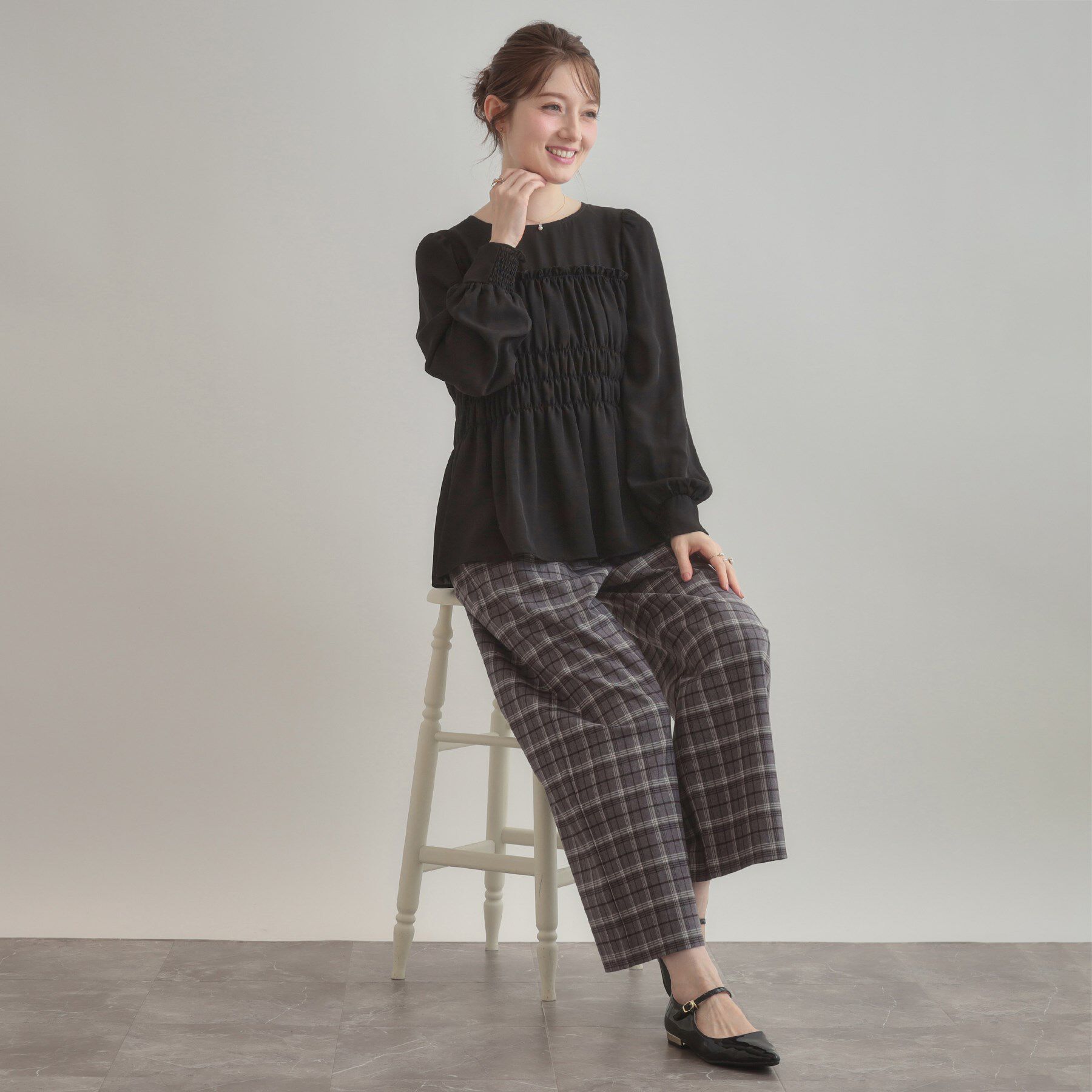 Couture broach「【マシンウォッシャブル・きれいめ・通勤】シャーリングチュニックブラウス」|シャツ・ブラウス|