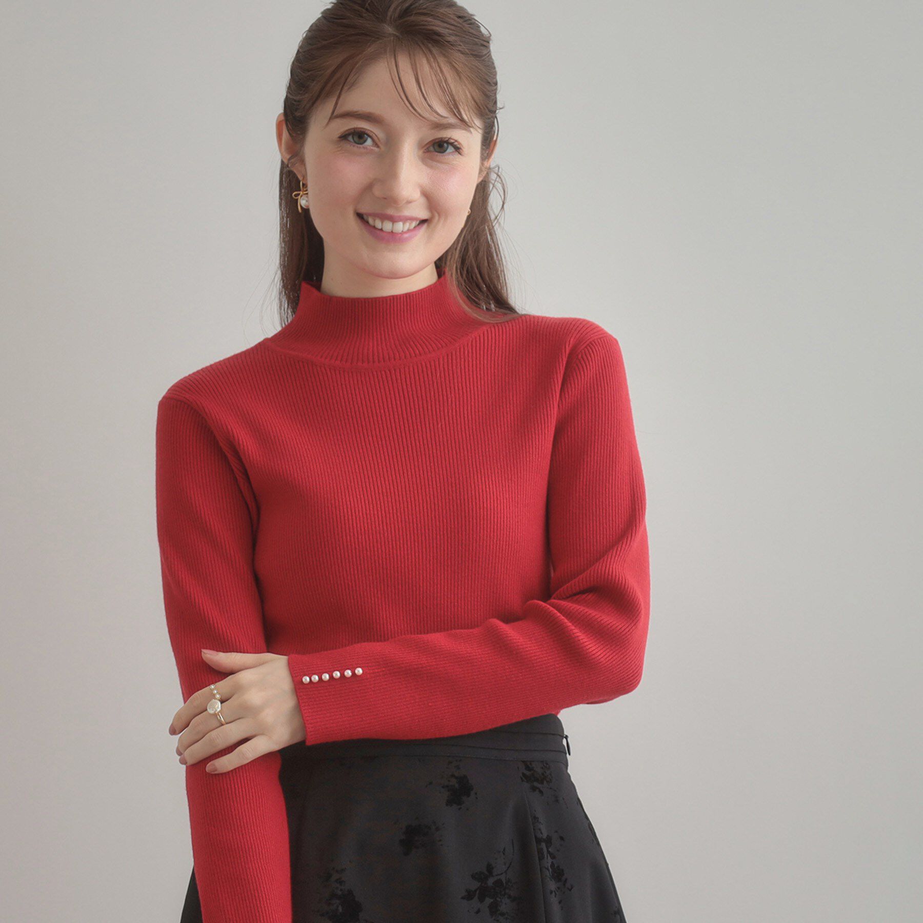 Couture broach「【多機能・フェミニン】パール調リブニット」|ニット・セーター|