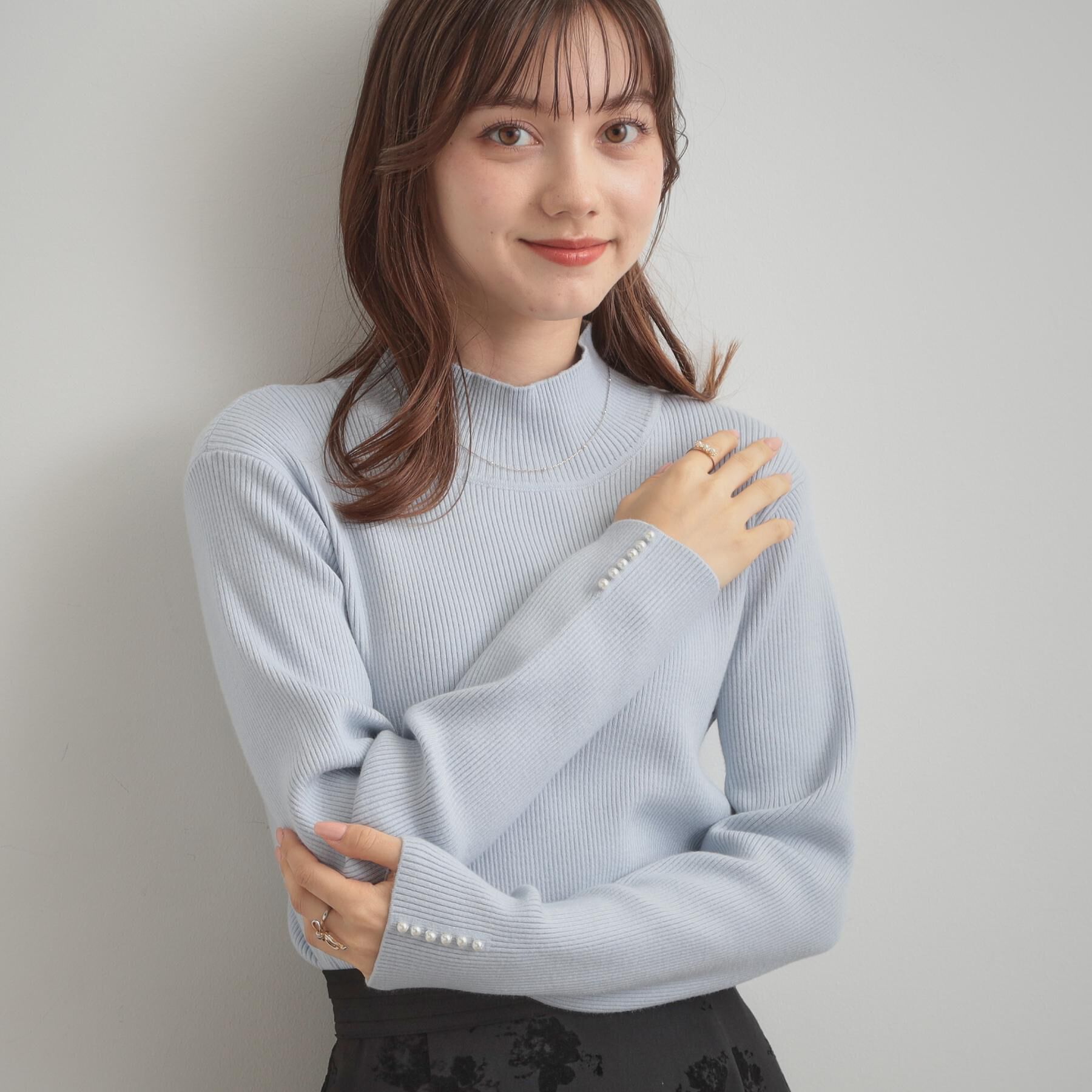 Couture broach「【多機能・フェミニン】パール調リブニット」|ニット・セーター|