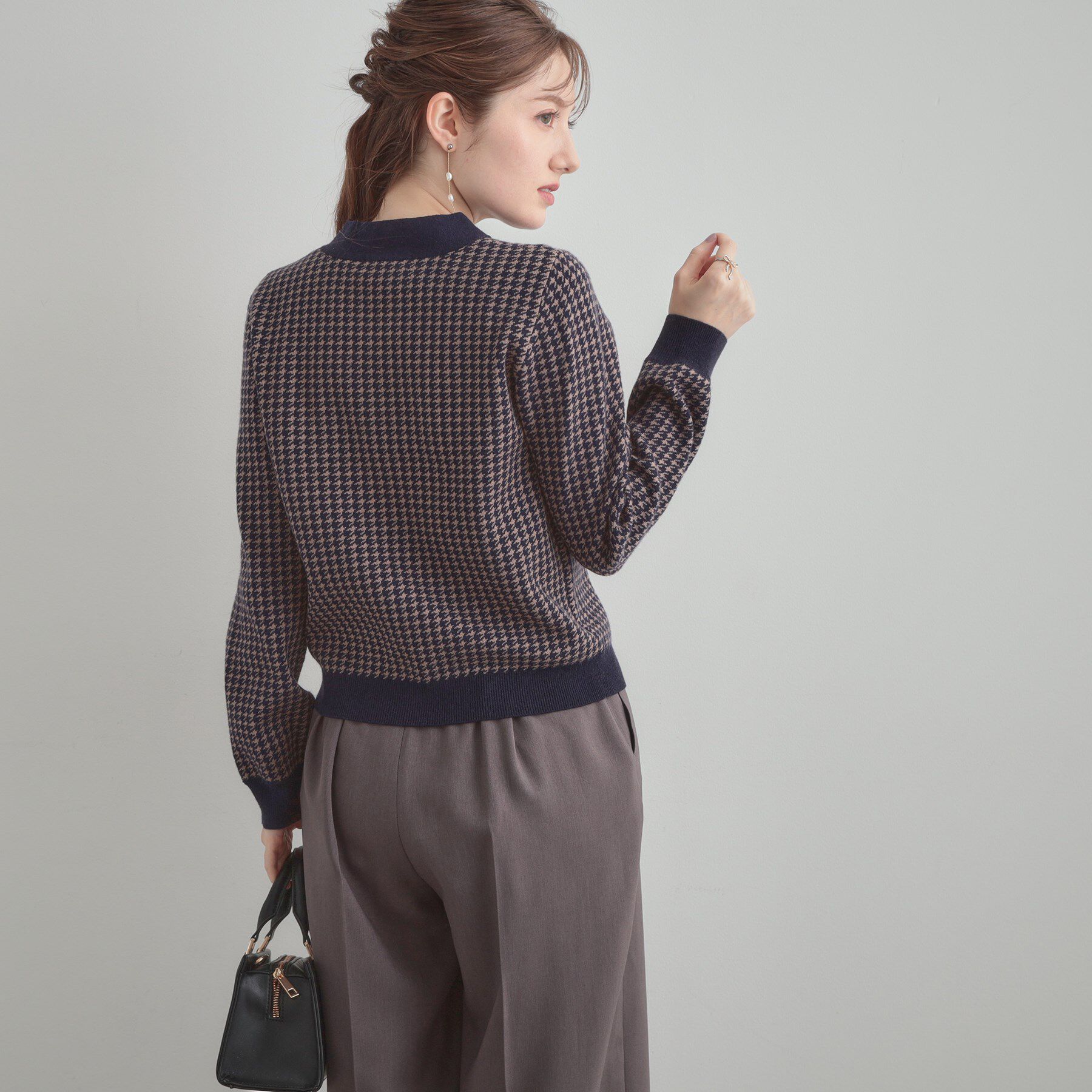 Couture broach「【クラシカル・大人レディ】千鳥ジャカードパール調タイニットトップス」|ニット・セーター|