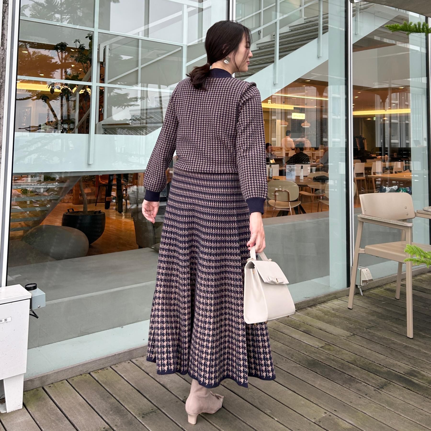 Couture broach「【クラシカル・大人レディ】千鳥ジャカードパール調タイニットトップス」|ニット・セーター|