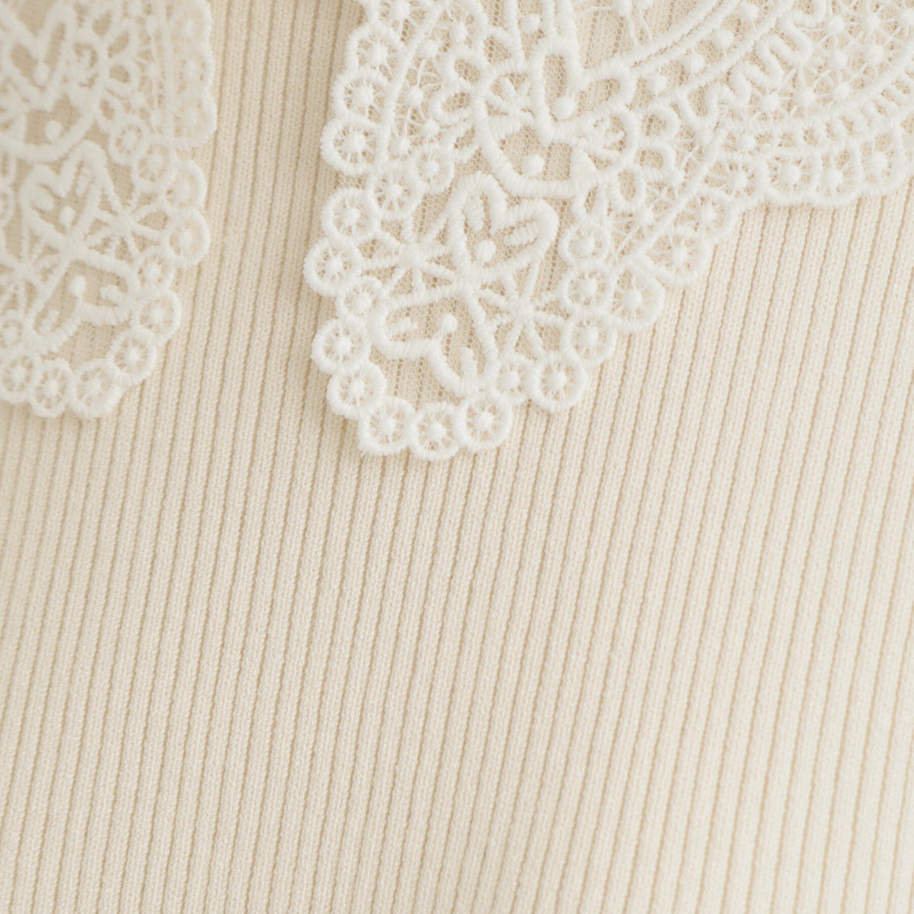 Couture broach「【着映え・フェミニン・通勤】レース衿カフス付きリブニット」|ニット・セーター|
