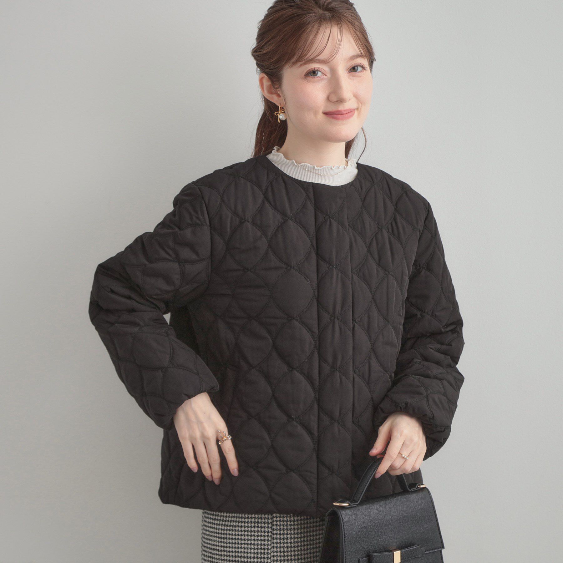 Couture broach「【撥水・大人可愛い】リボンキルティングジャケット」|ブルゾン・スタジャン|