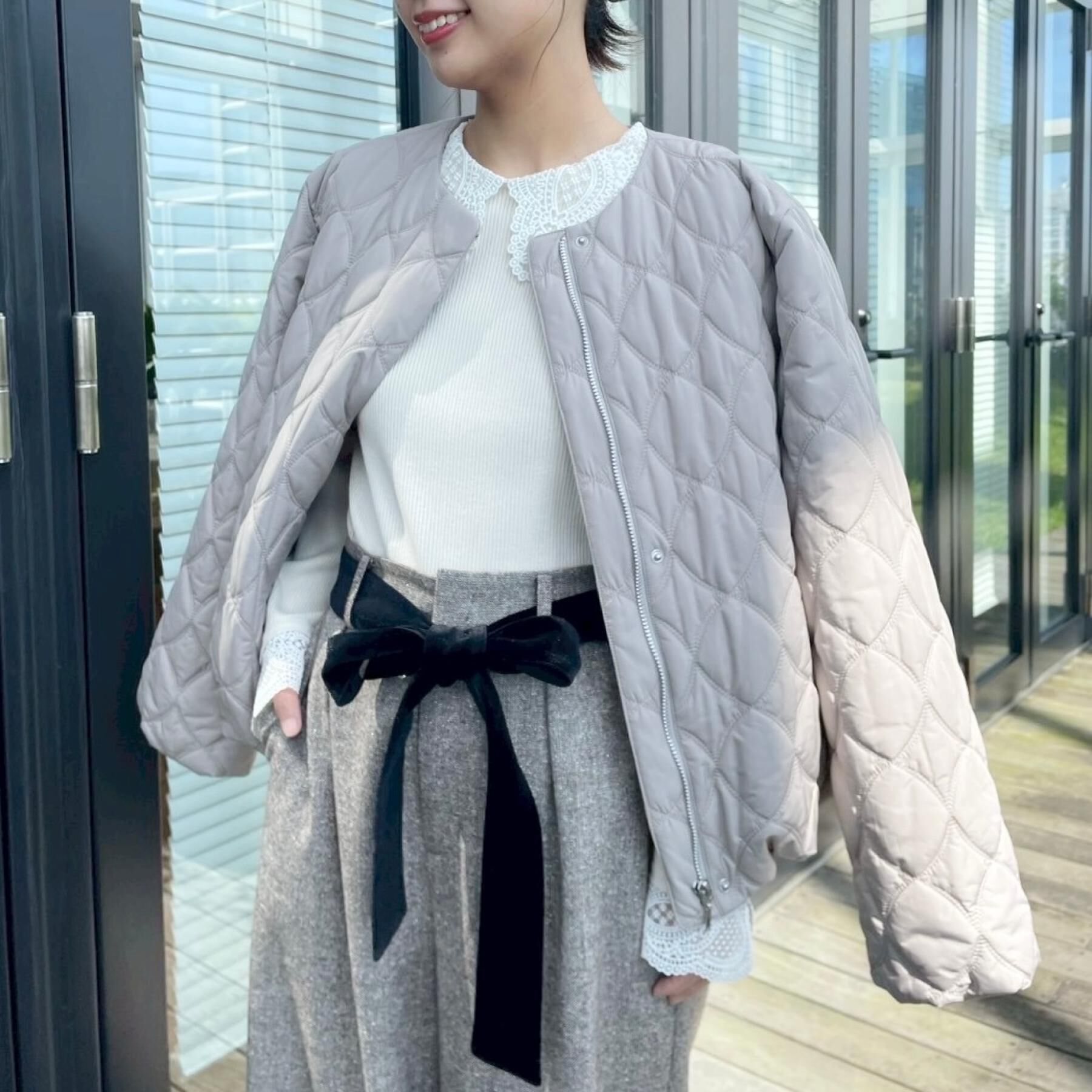 Couture broach「【撥水・大人可愛い】リボンキルティングジャケット」|ブルゾン・スタジャン|