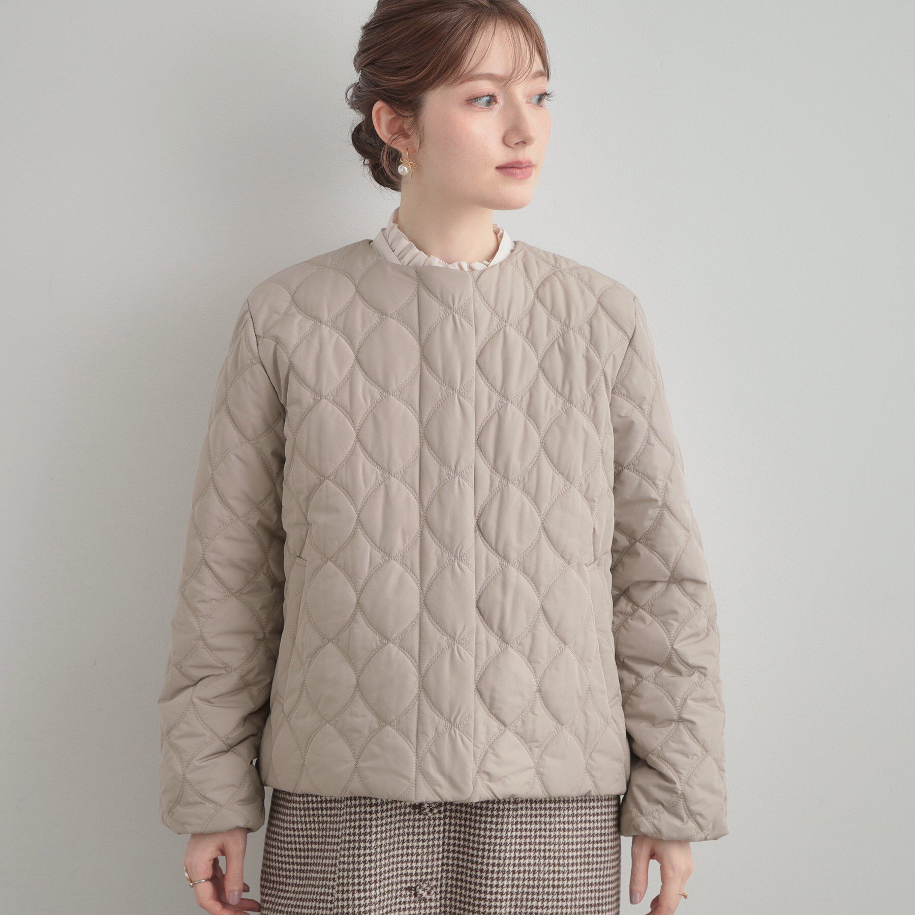 Couture broach「【撥水・大人可愛い】リボンキルティングジャケット」|ブルゾン・スタジャン|