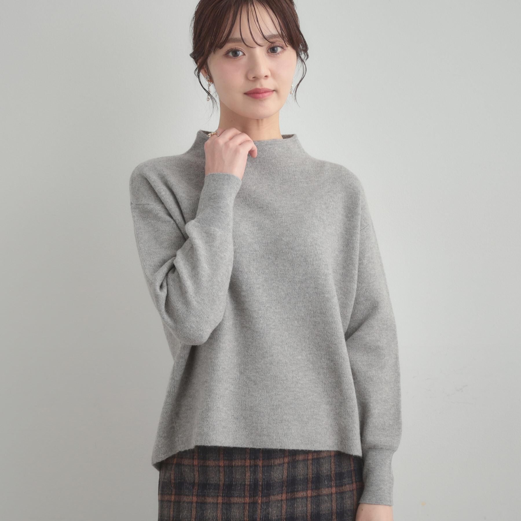 Couture broach「【ゆるふわ・通勤】リッシュアンゴラ バックパール調ニット」|ニット・セーター|グレー(012)
