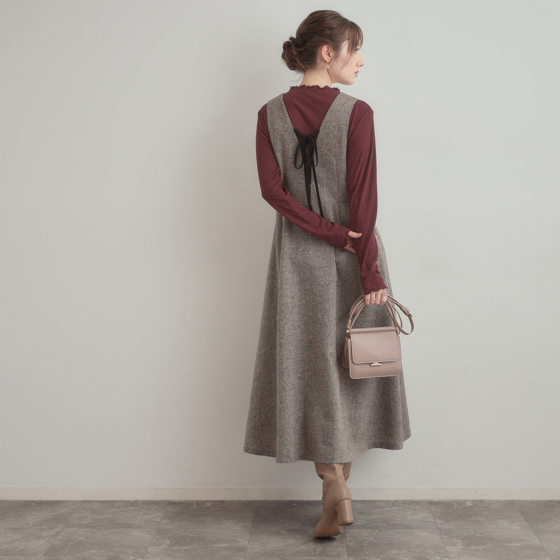 Couture broach「【通勤・大人上品】ラメツイード ジャンパースカート」|ワンピース|