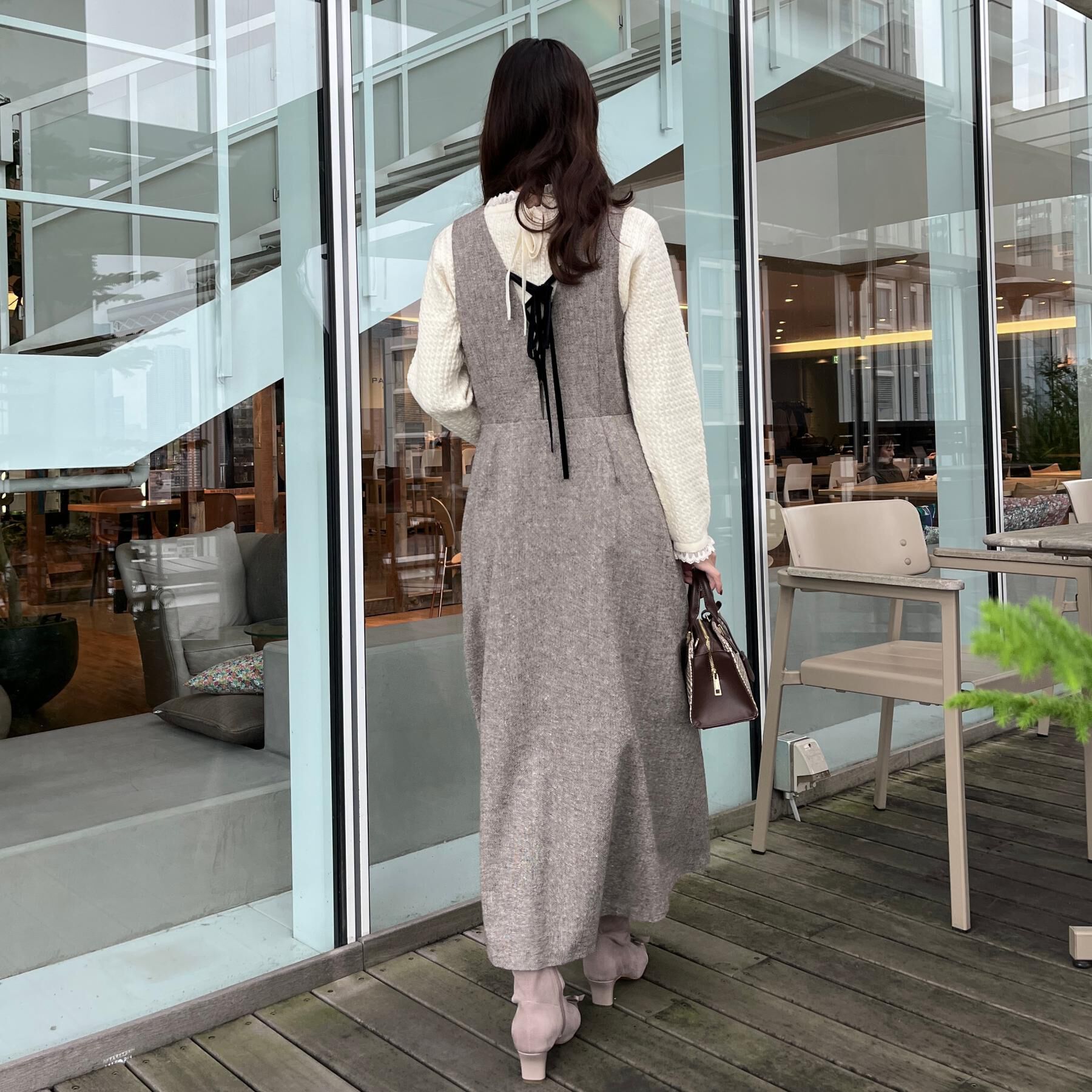 Couture broach「【通勤・大人上品】ラメツイード ジャンパースカート」|ワンピース|