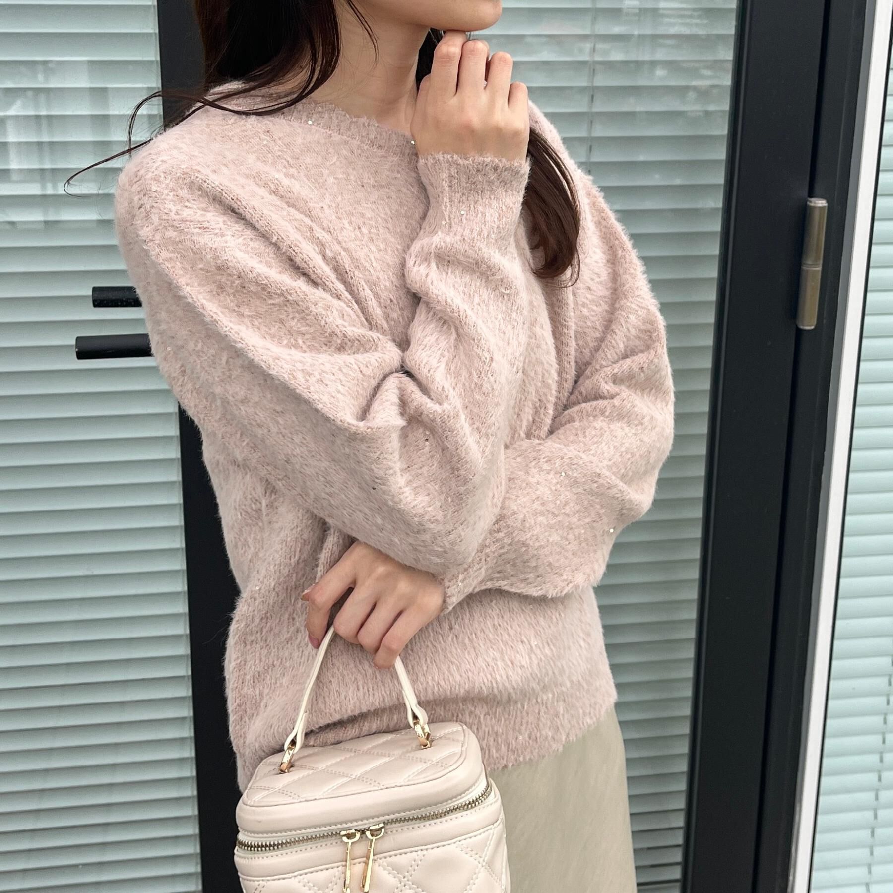 Couture broach「【前後2WAY】スパンコールラメフェザー ニット」|ニット・セーター|