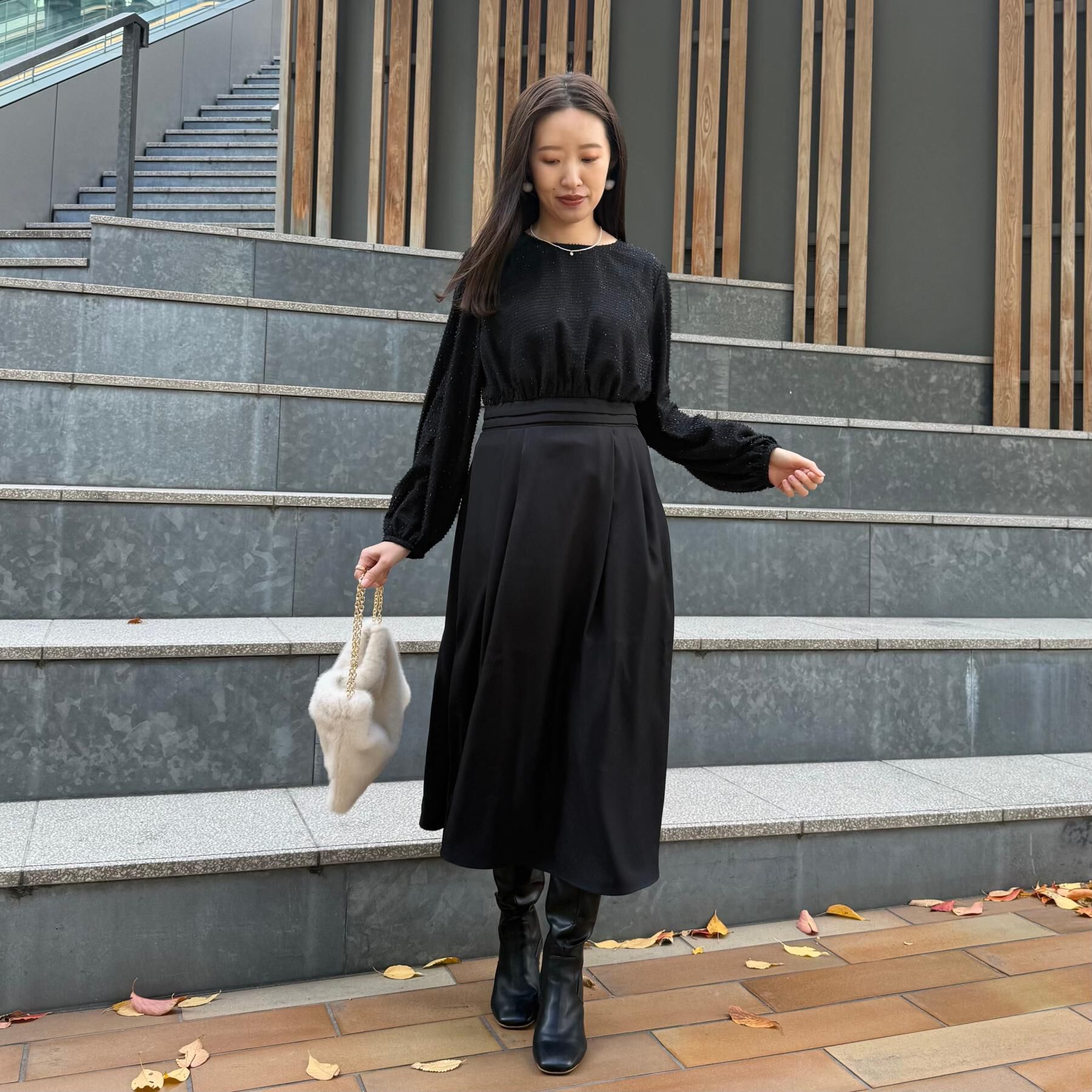 Couture broach「【通勤・ラメジャカード】ドッキングワンピース」|ワンピース|