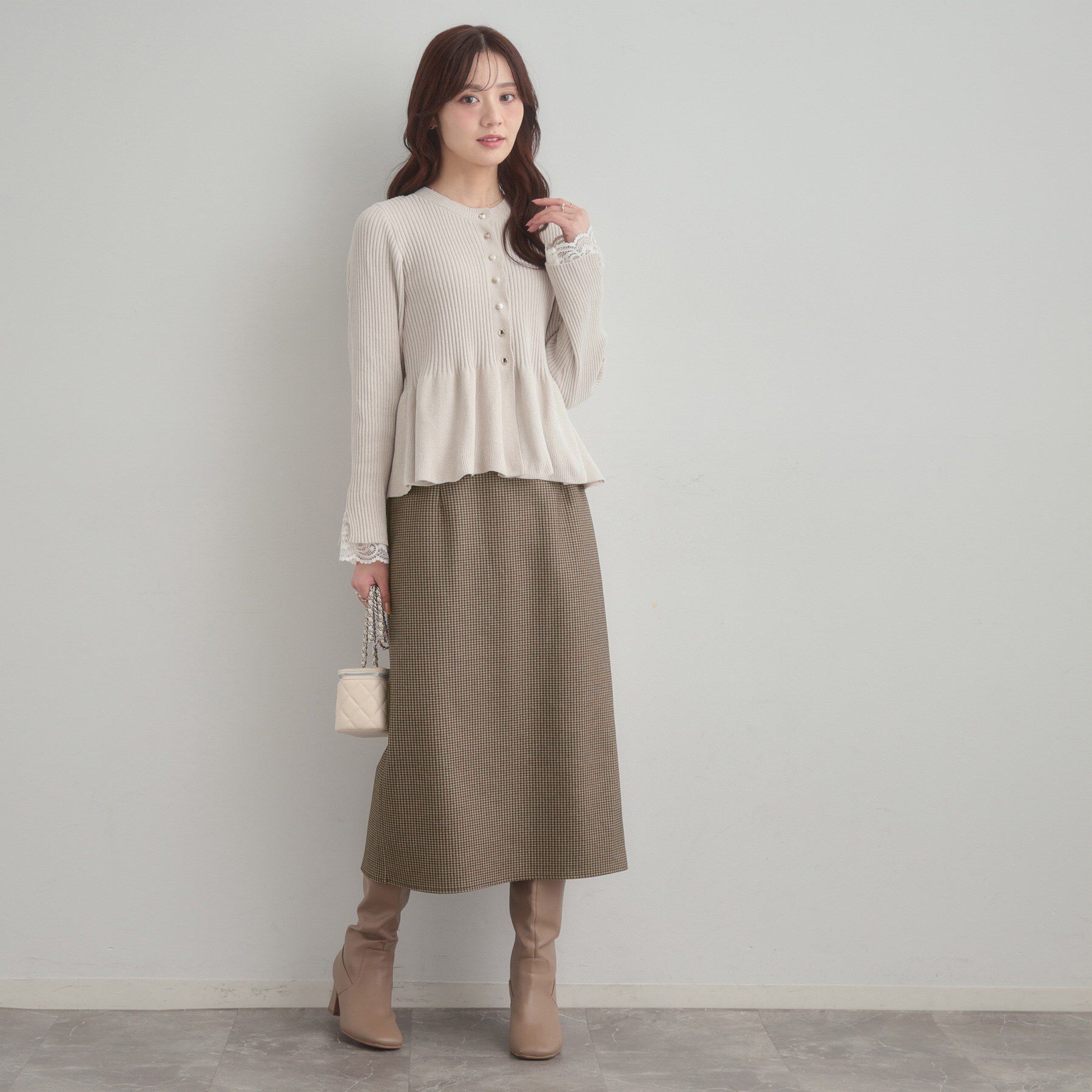 Couture broach「【洗える/微起毛】Iライン チェックスカート」|スカート|