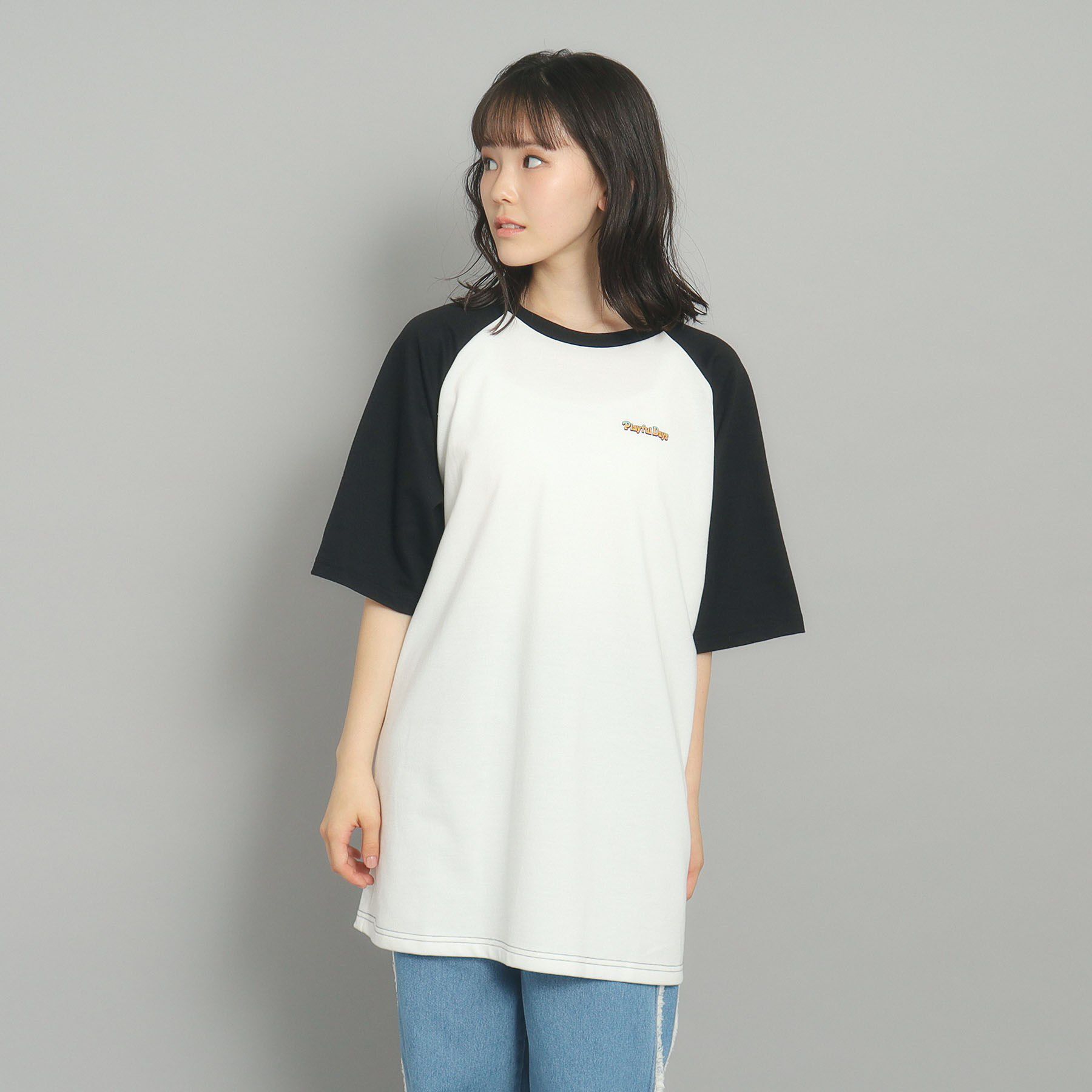 PINK-latte「ラグランプリントワンピース」|ワンピース|ブラック(119)