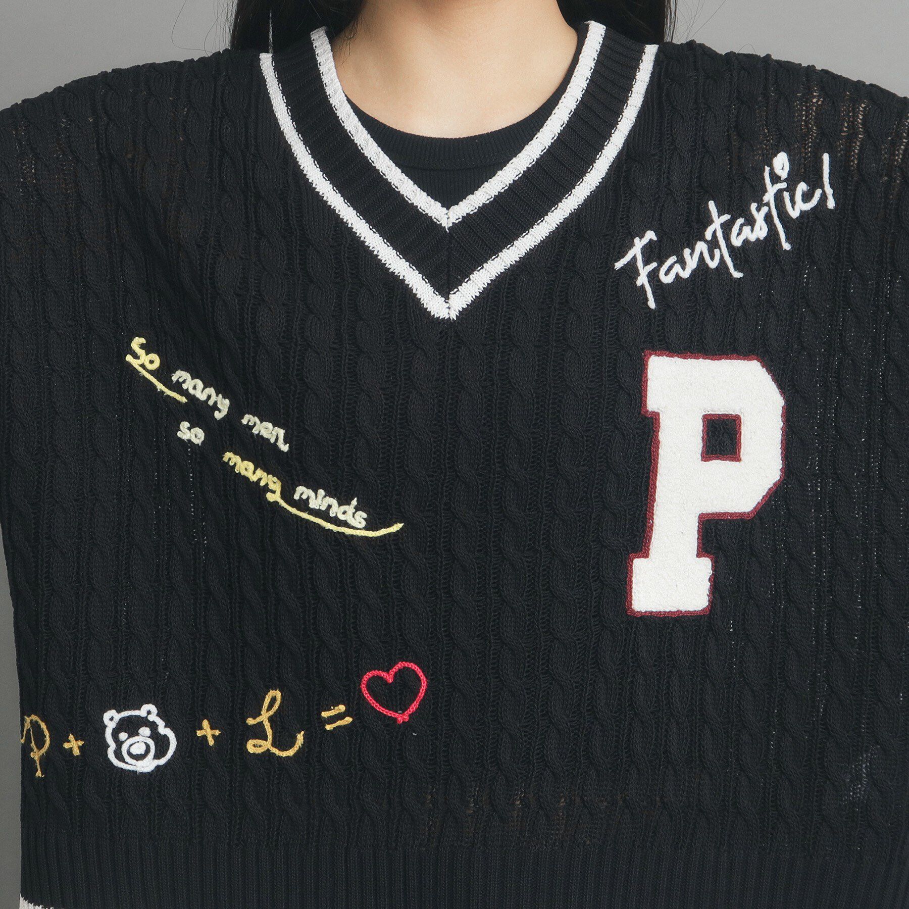 PINK-latte「プレッピーニットベスト」|ベスト・ジレ|