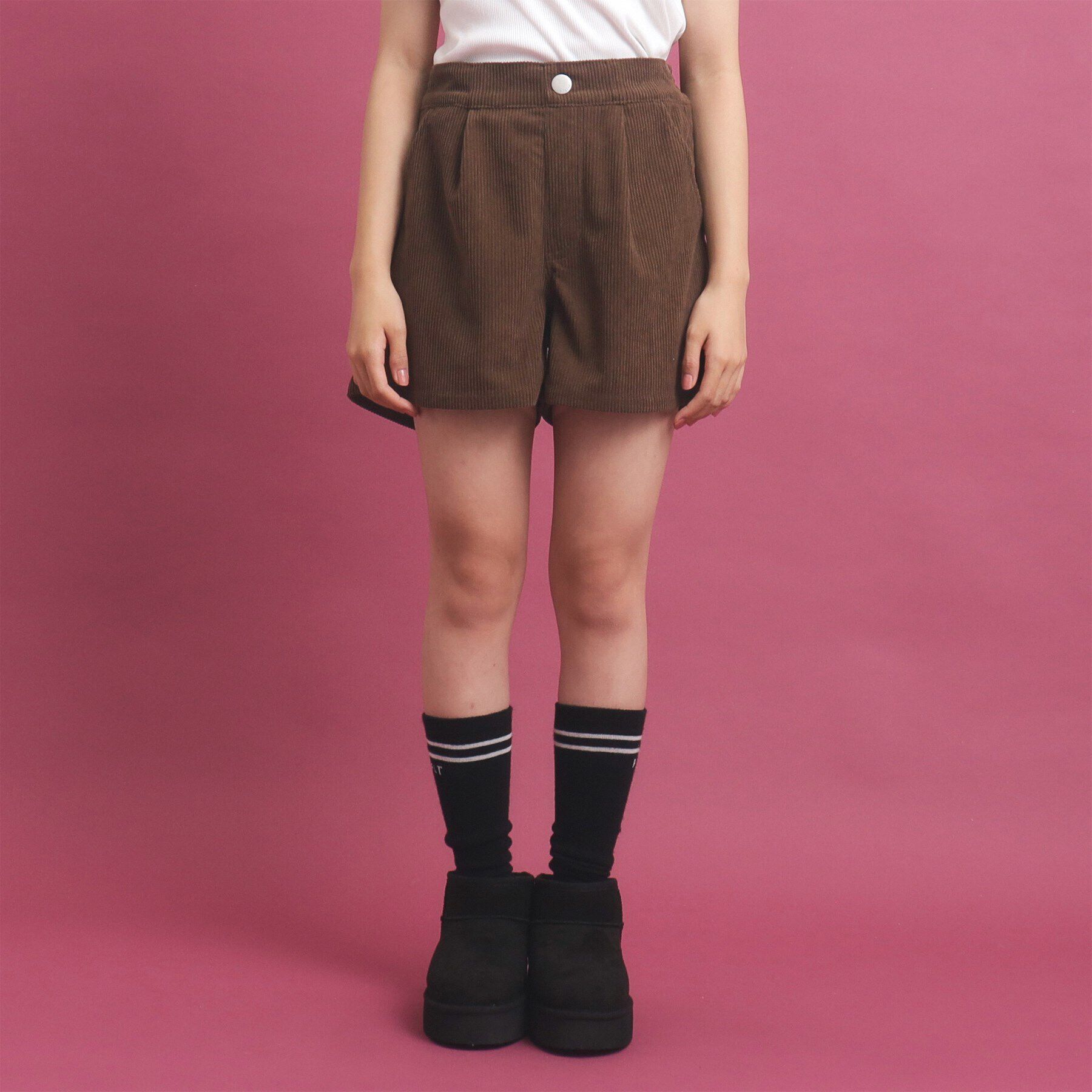 PINK-latte「ベーシック コーディロイショートパンツ」|キュロット|