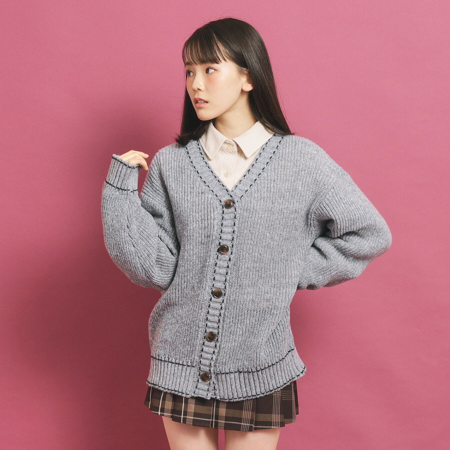 PINK-latte「モヘヤタッチニットカーディガン」|カーディガン|