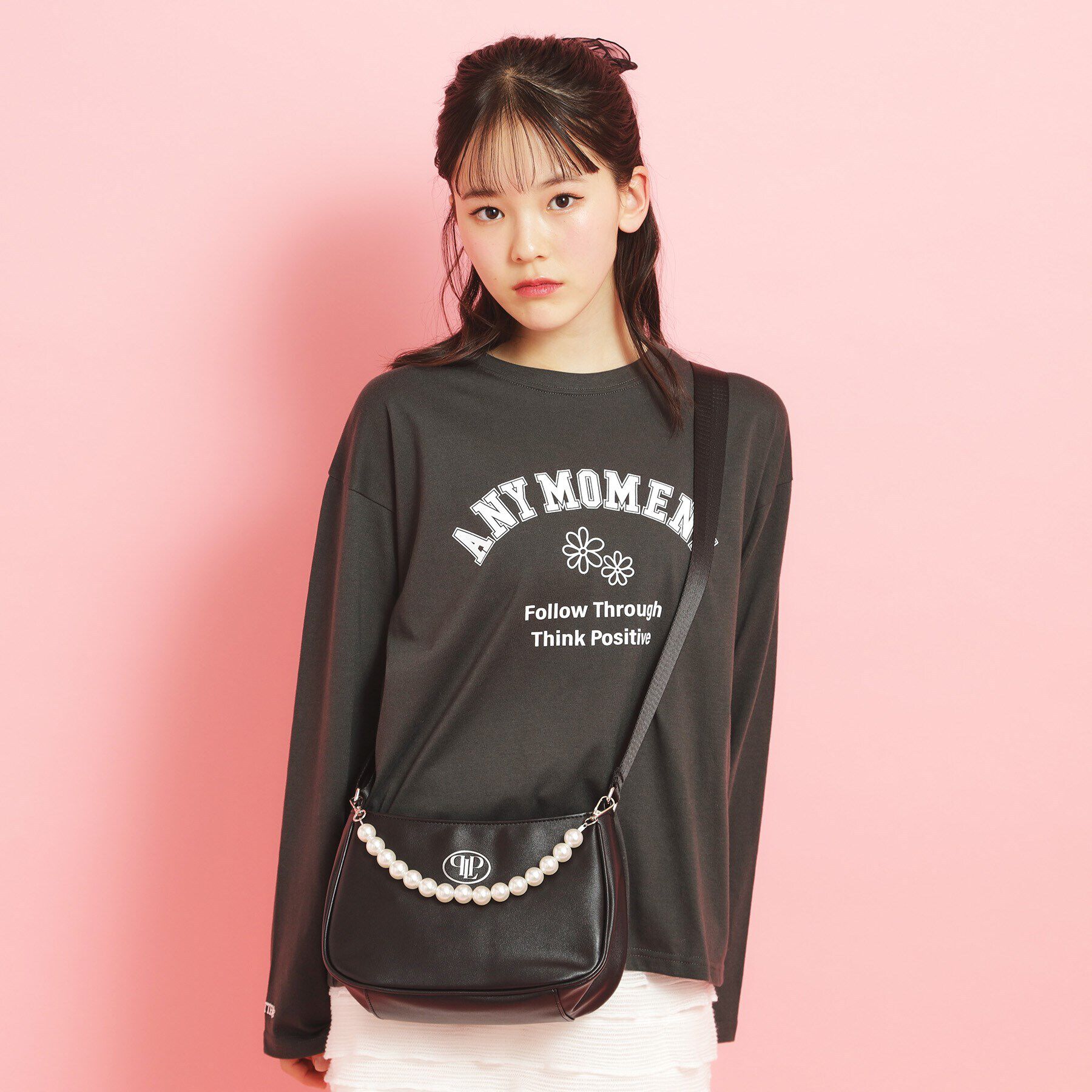 PINK-latte「フェイクパール付きハンドルショルダー」|ショルダー・メッセンジャー|