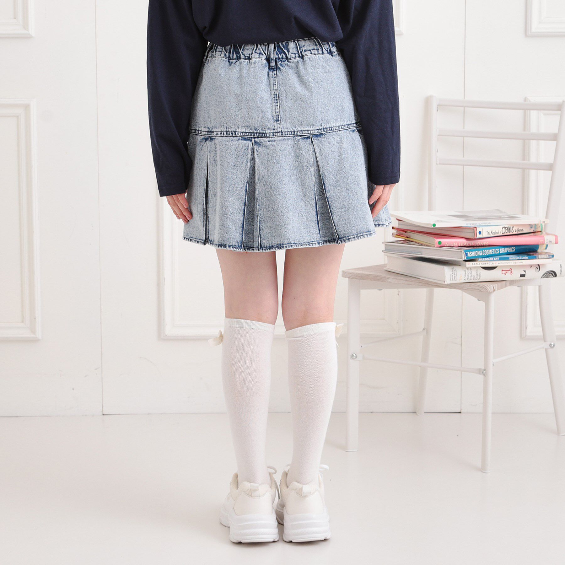 PINK-latte「デニム裾プリーツスカート」|スカート|