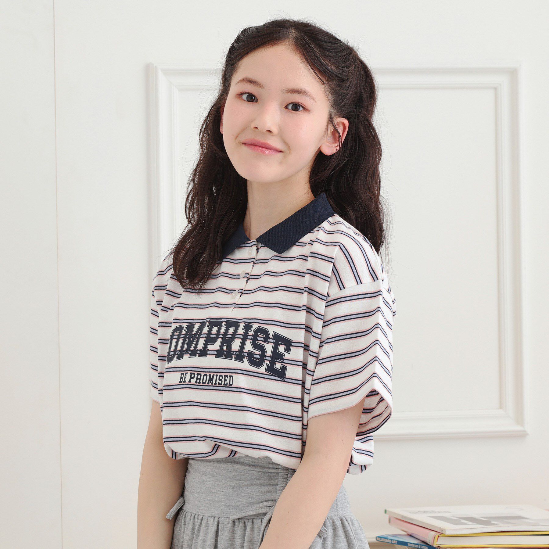 PINK-latte「ラガーシャツTシャツ」|Tシャツ・カットソー|