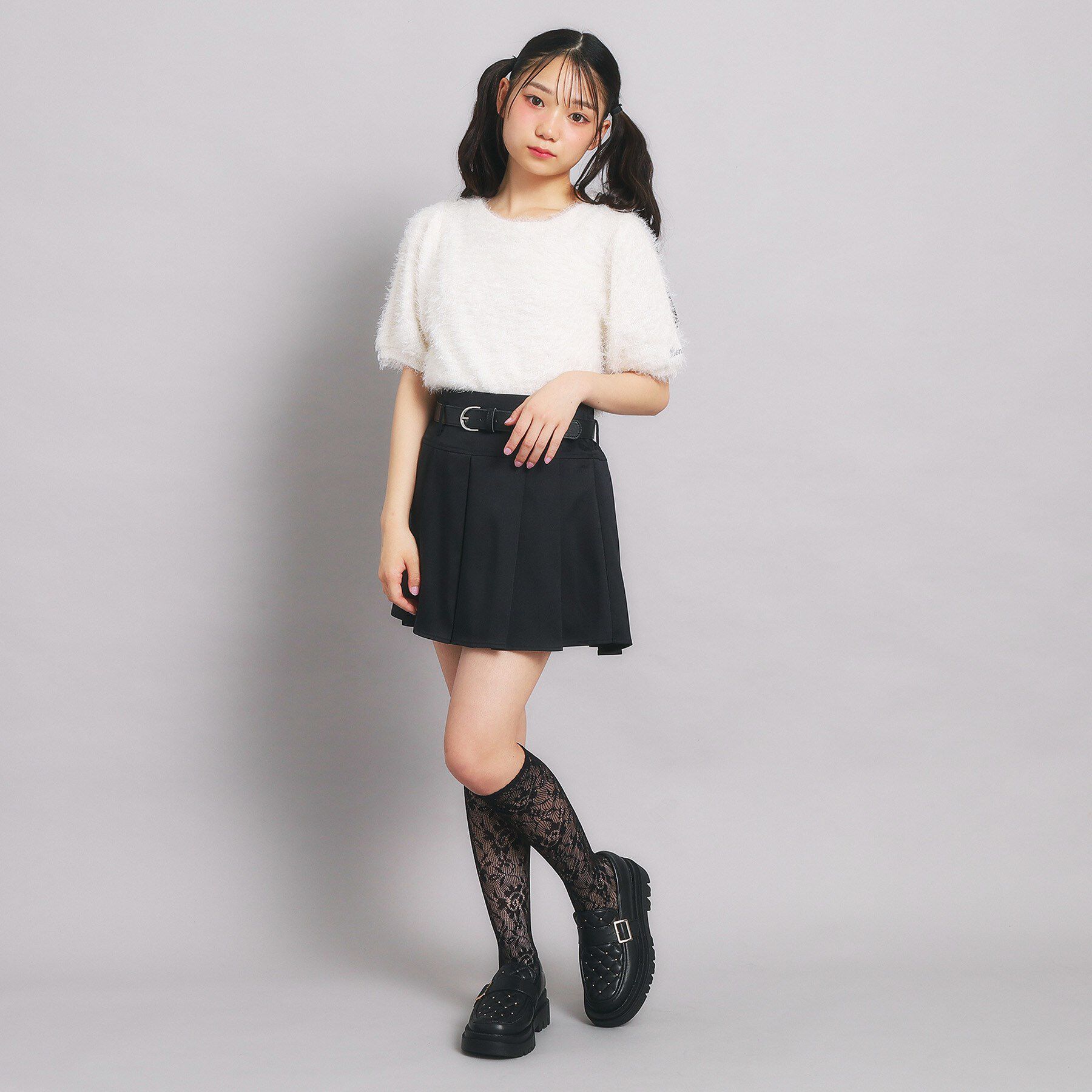 PINK-latte「ベルト付プリーツスカート」|スカート|