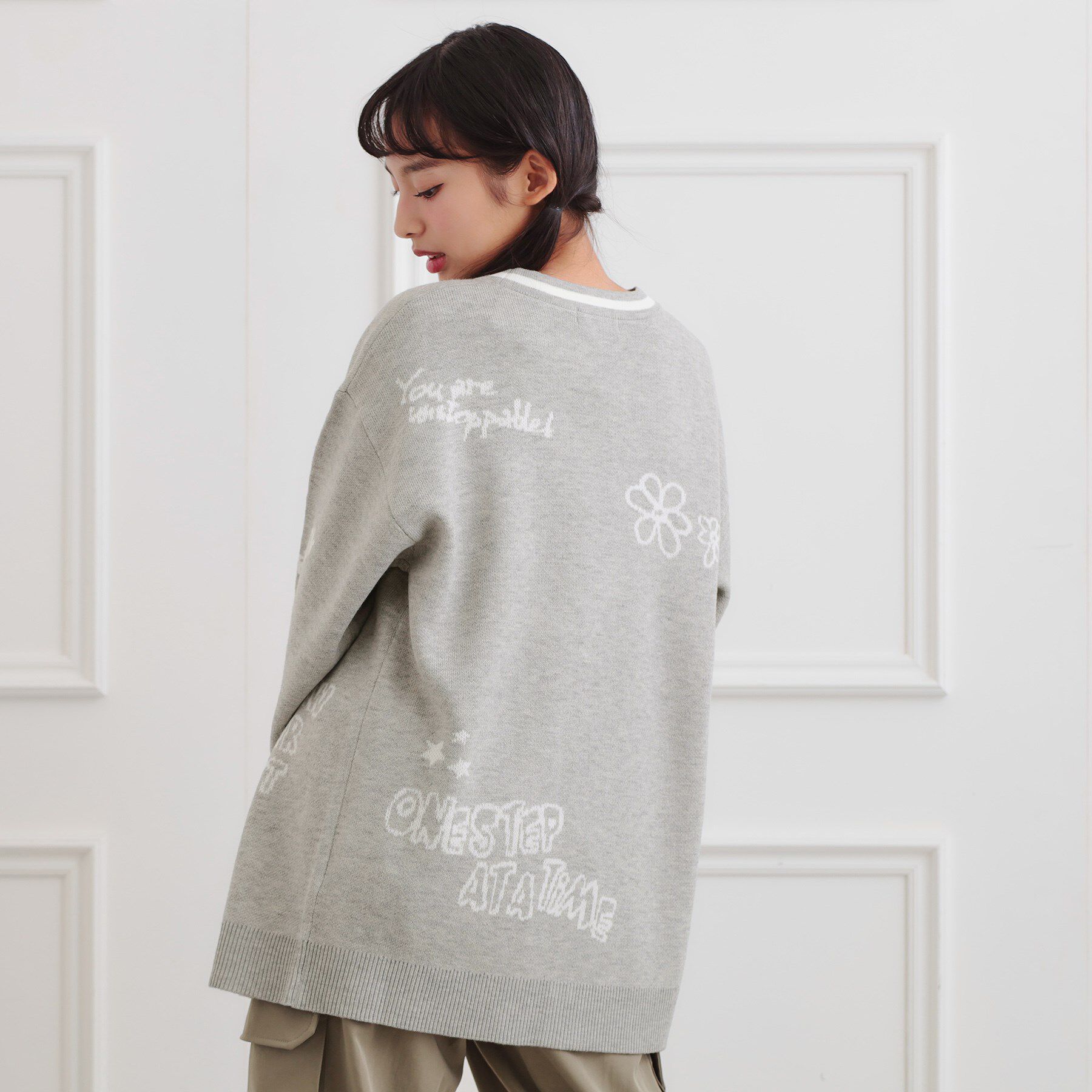 PINK-latte「ラクガキ柄ロングカーディガン」|カーディガン|