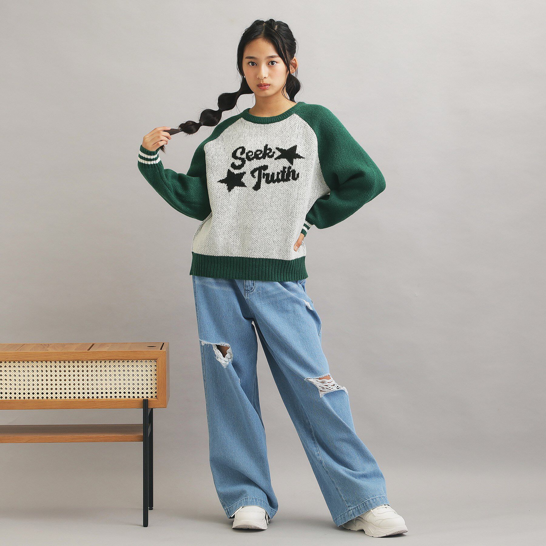 PINK-latte「アソートジャカードプルオーバー」|ニット・セーター|