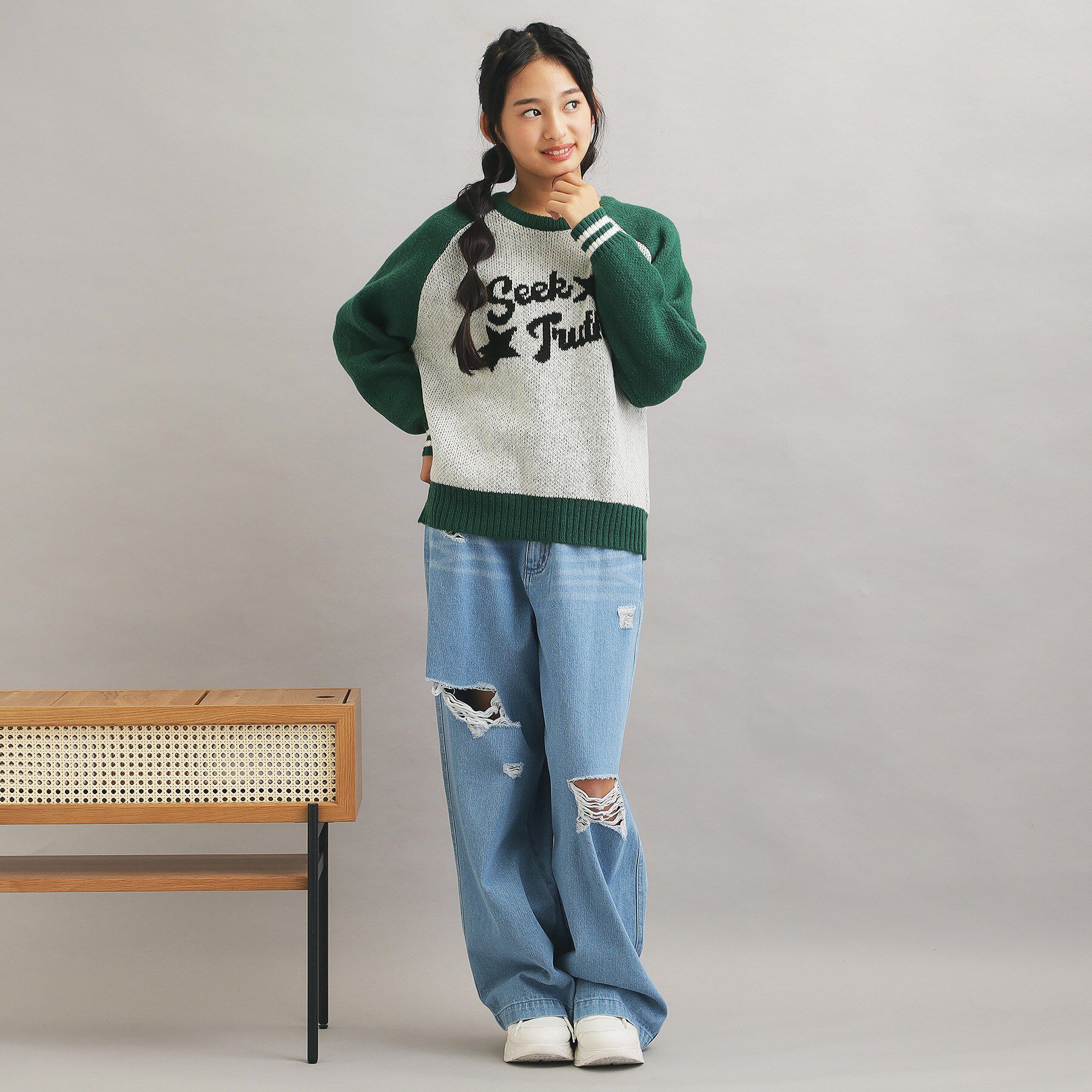 PINK-latte「アソートジャカードプルオーバー」|ニット・セーター|