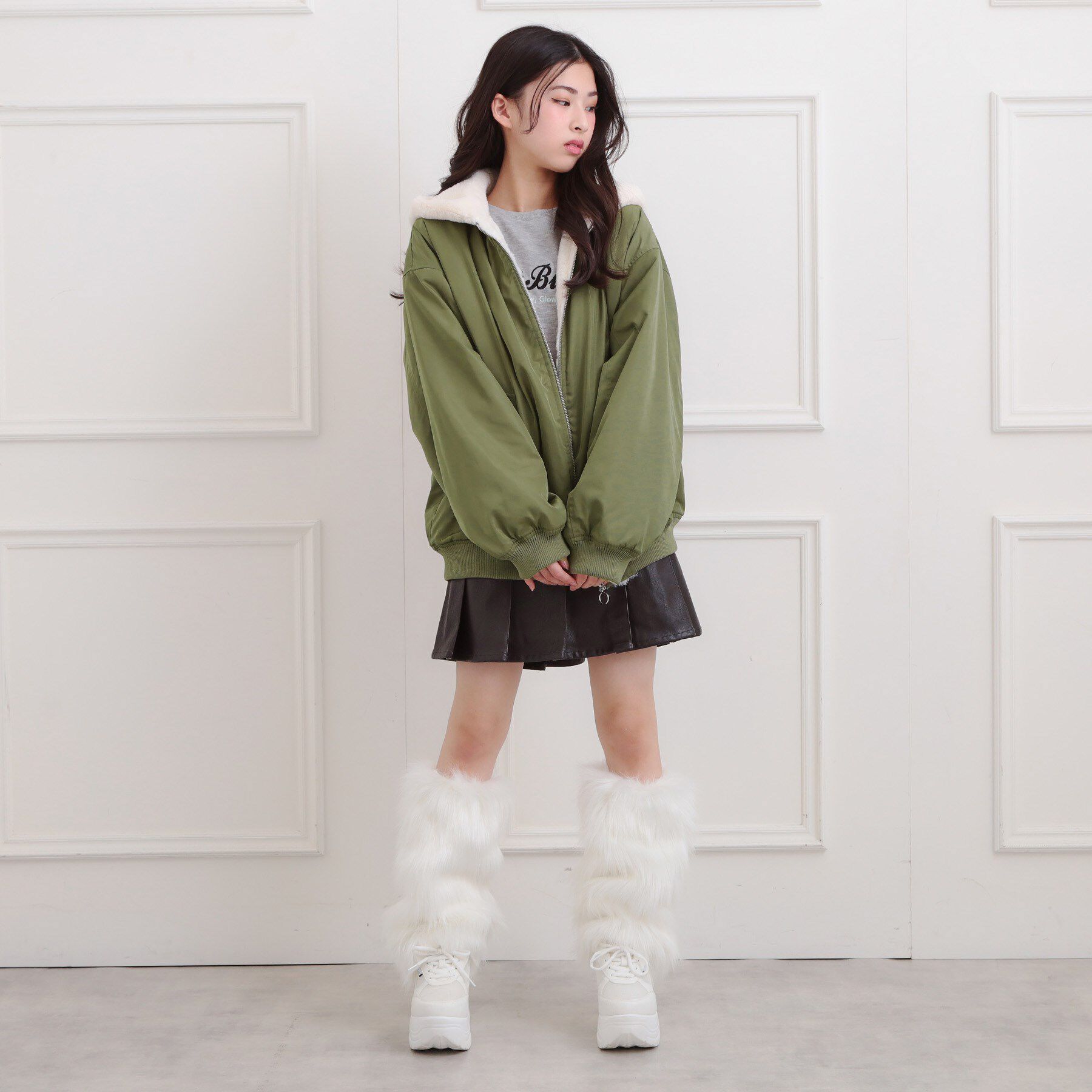 PINK-latte「リバーシブルフェイクファーブルゾン」|ブルゾン・スタジャン|